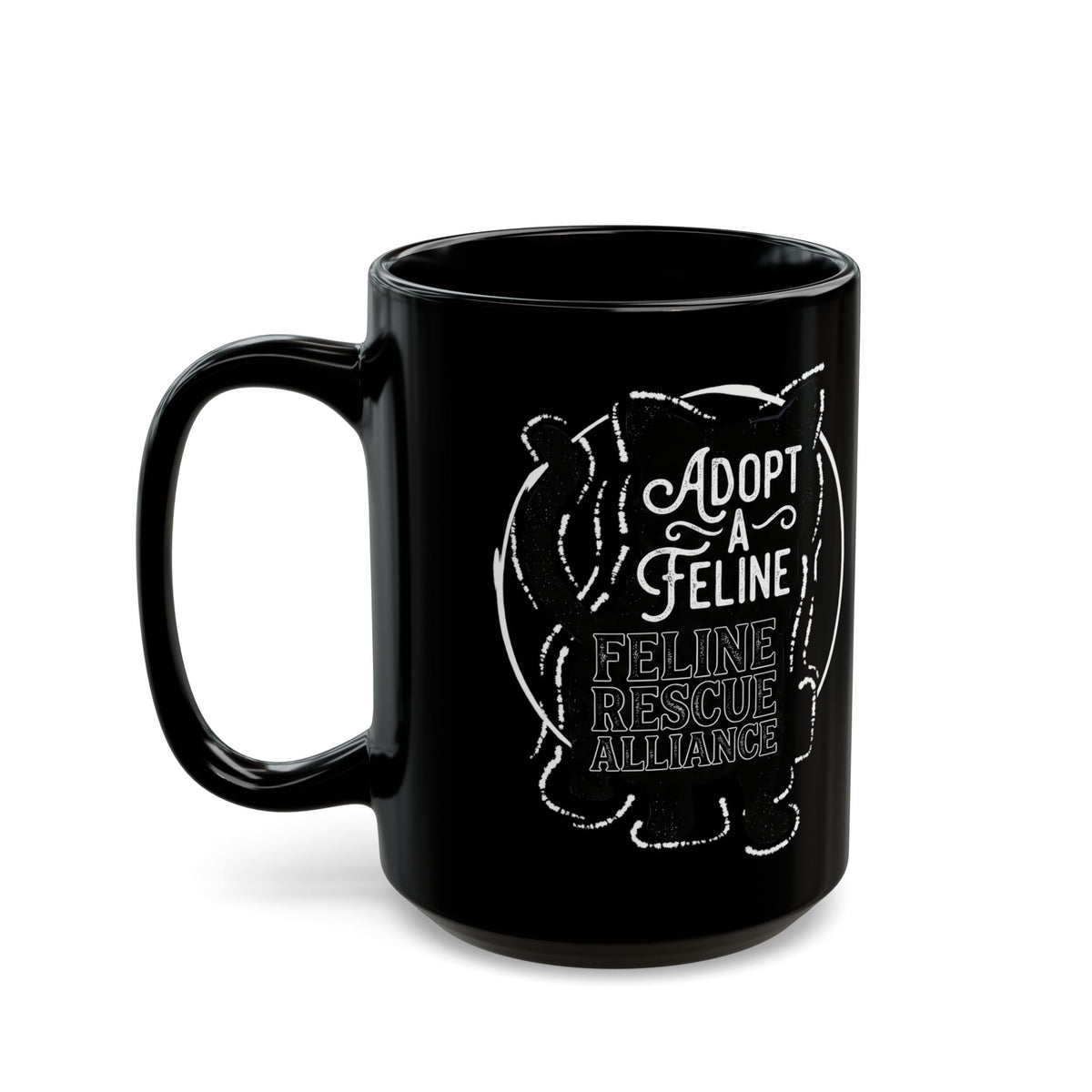 Adopt a Feline Black Mug – Feline Rescue Alliance Cat Mug, Cat Lover Graphic Mug