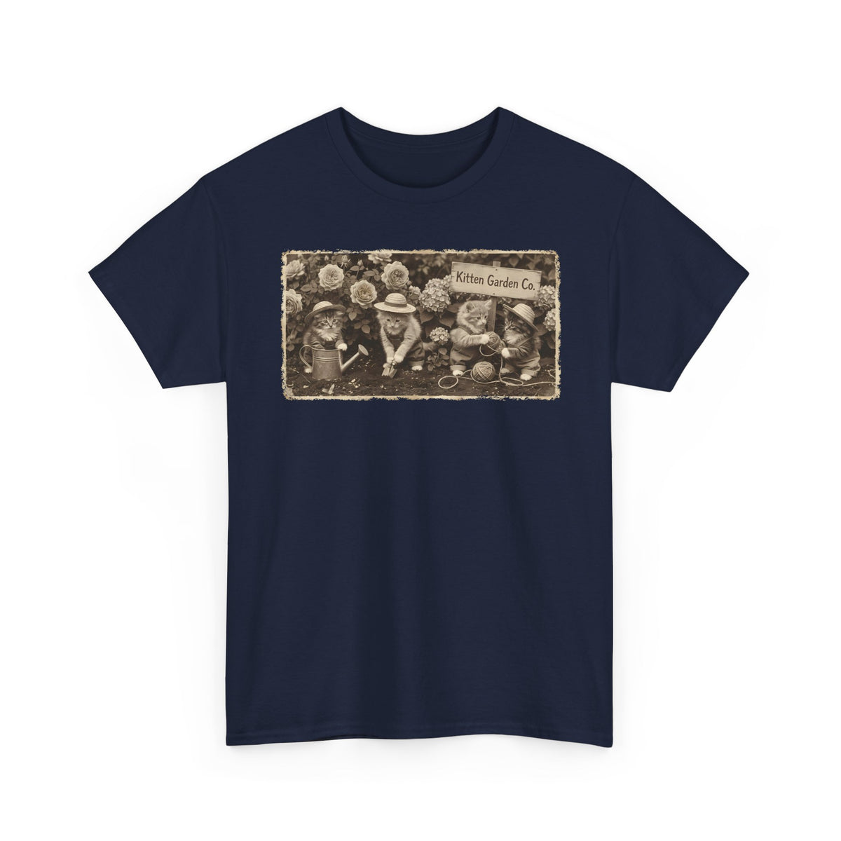 Vintage Kittens in the Garden T-Shirt — Cute Floral Cat Tee