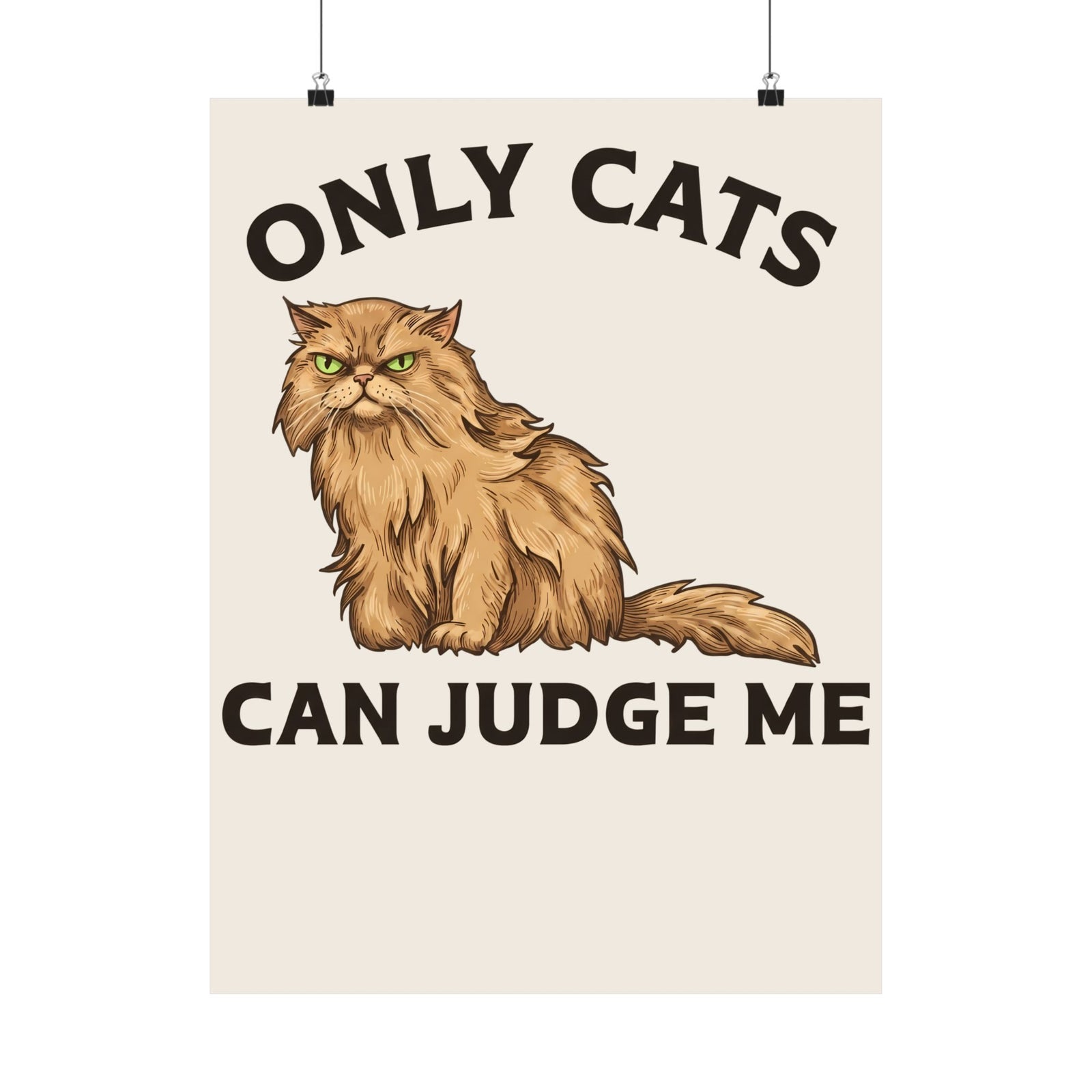 Only Cats Can Judge Me Poster — Funny Grumpy Fluffy Persian Cat Poster