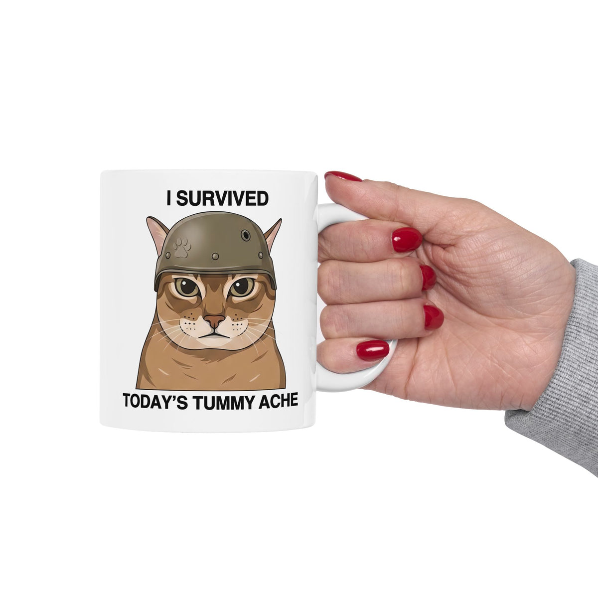 I Survived Today's Tummy Ache Ceramic Mug — Funny Novelty Mug for Moms, Kids & Caregivers