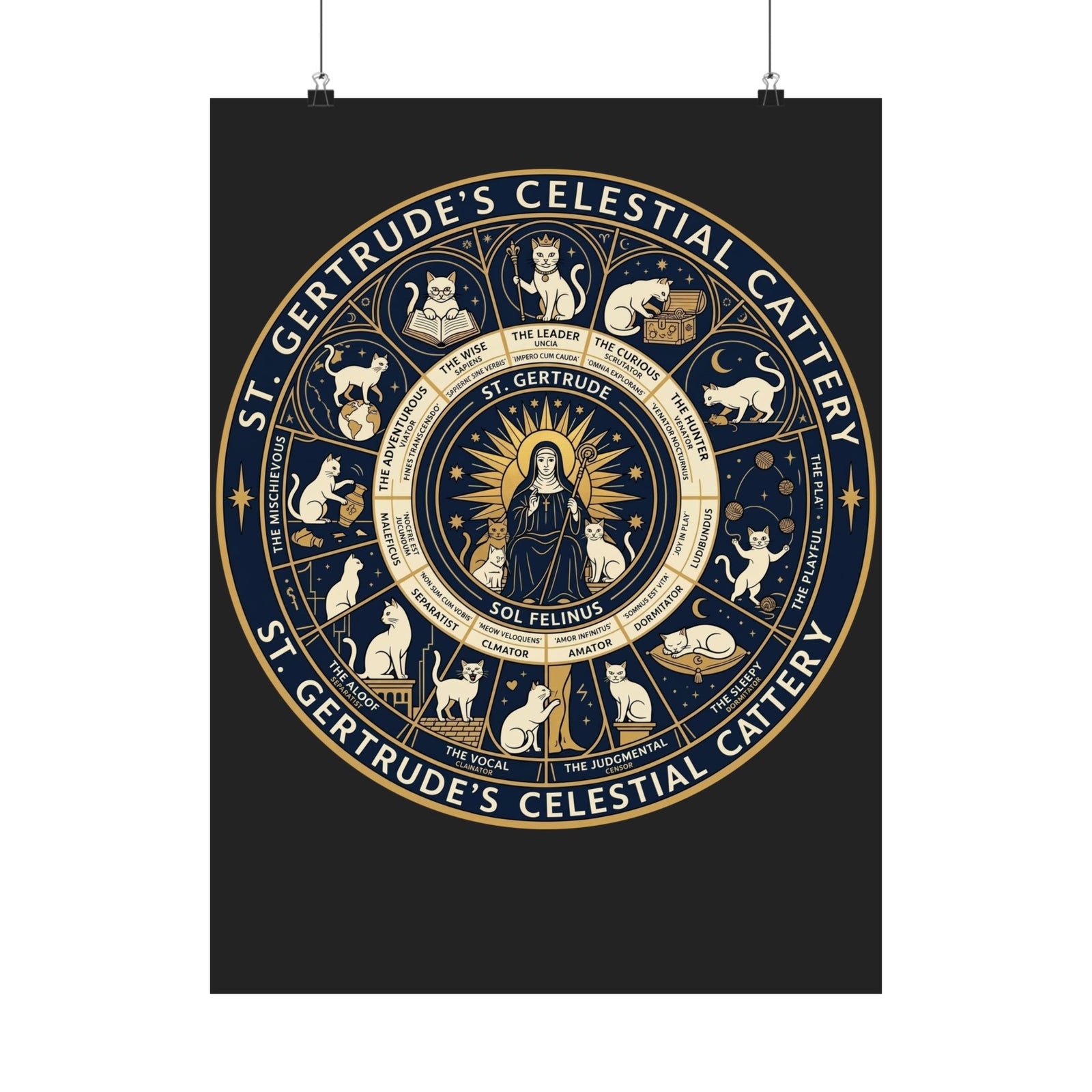 Saint Gertrude Gothic Cat Zodiac Poster