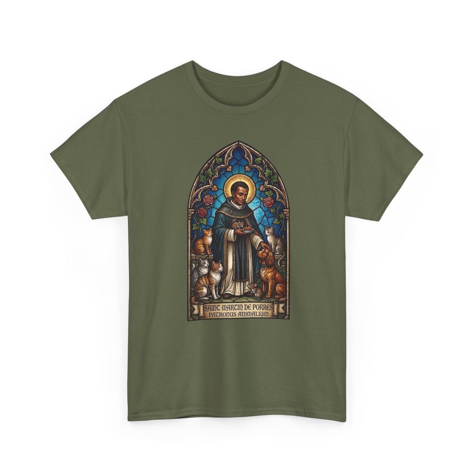 Saint Martin de Porres Cat Lovers T-Shirt — Patron of Animals Tee