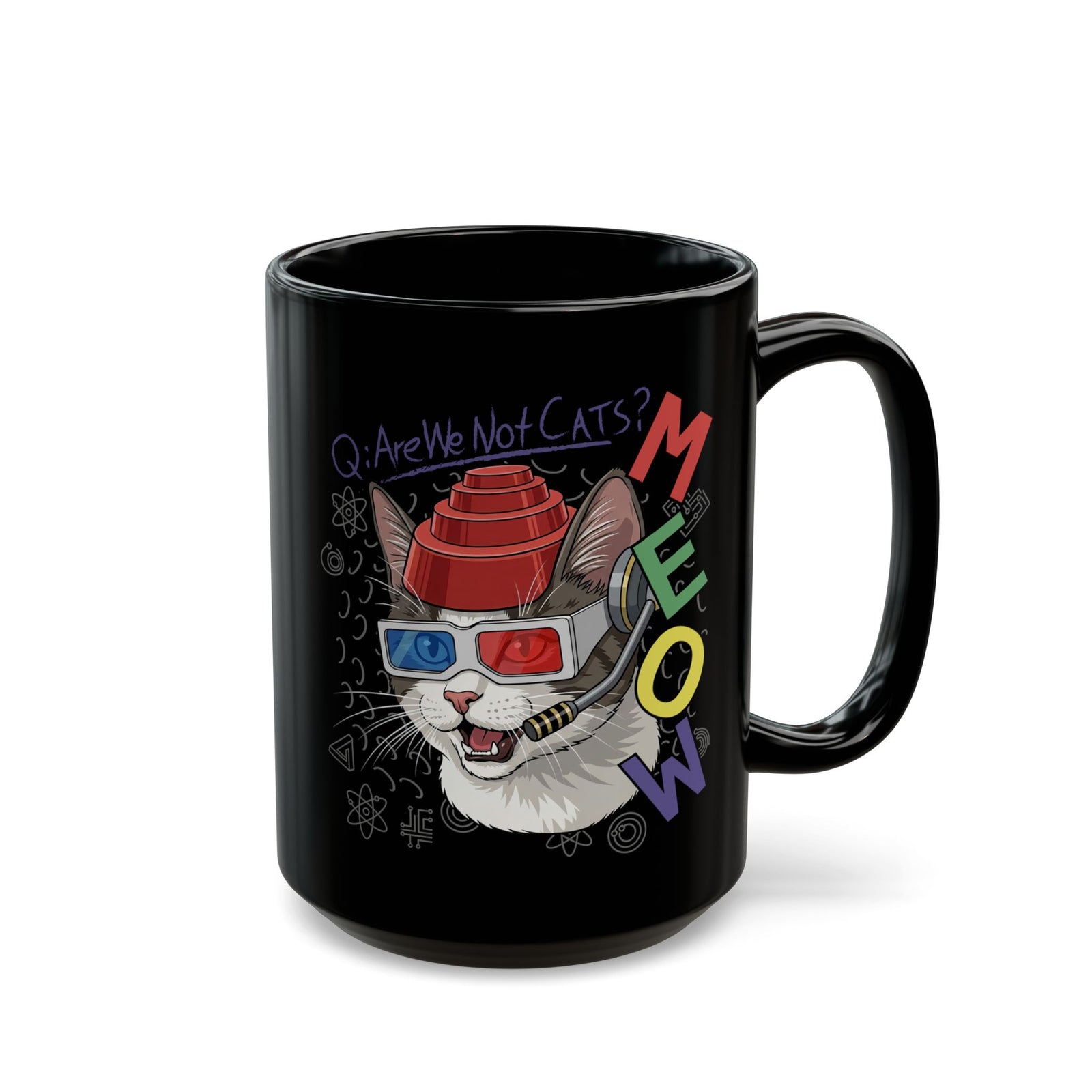 Meow Are We Not Cats Black Mug