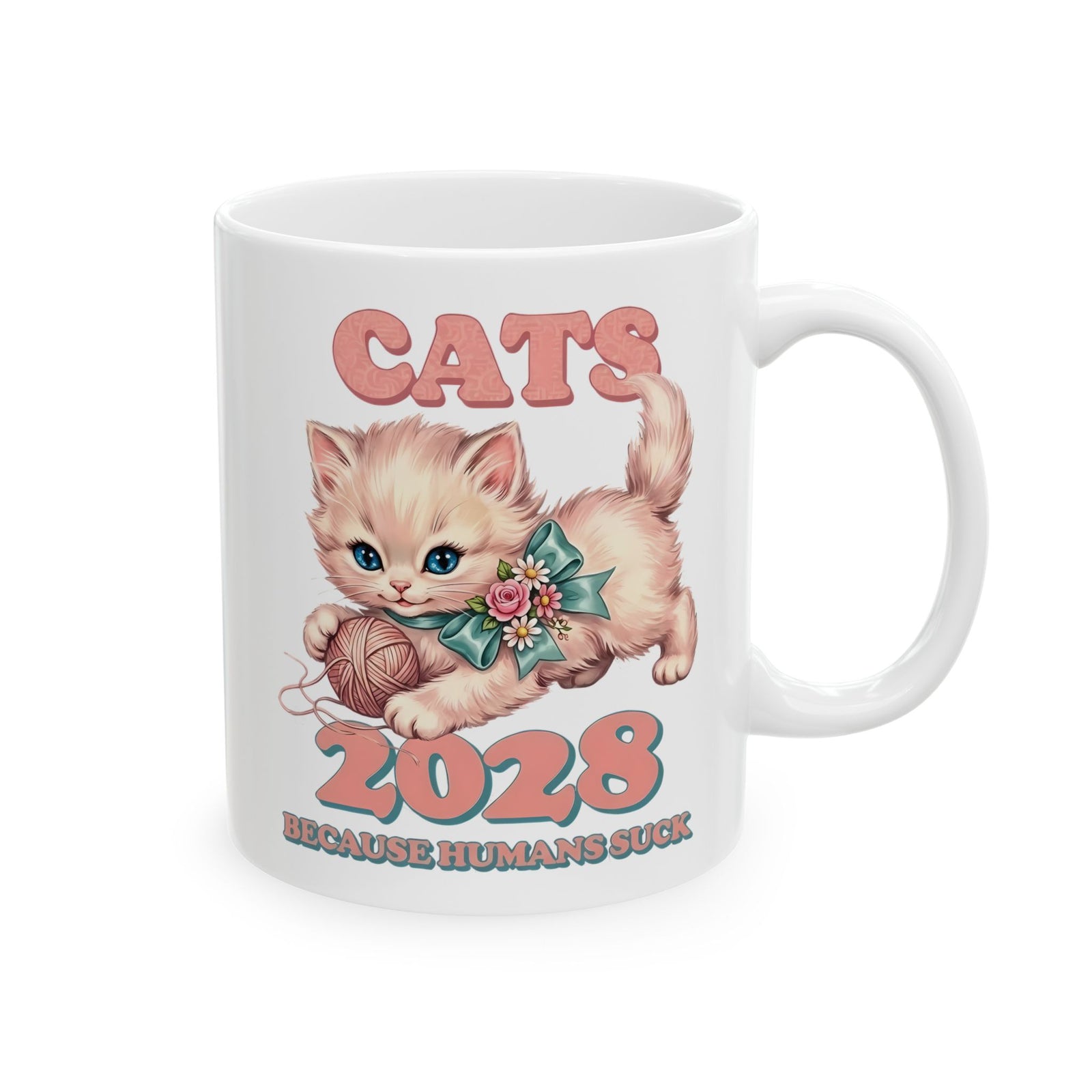 Vote for Cats Ceramic Mug  Funny Cat Political Mug