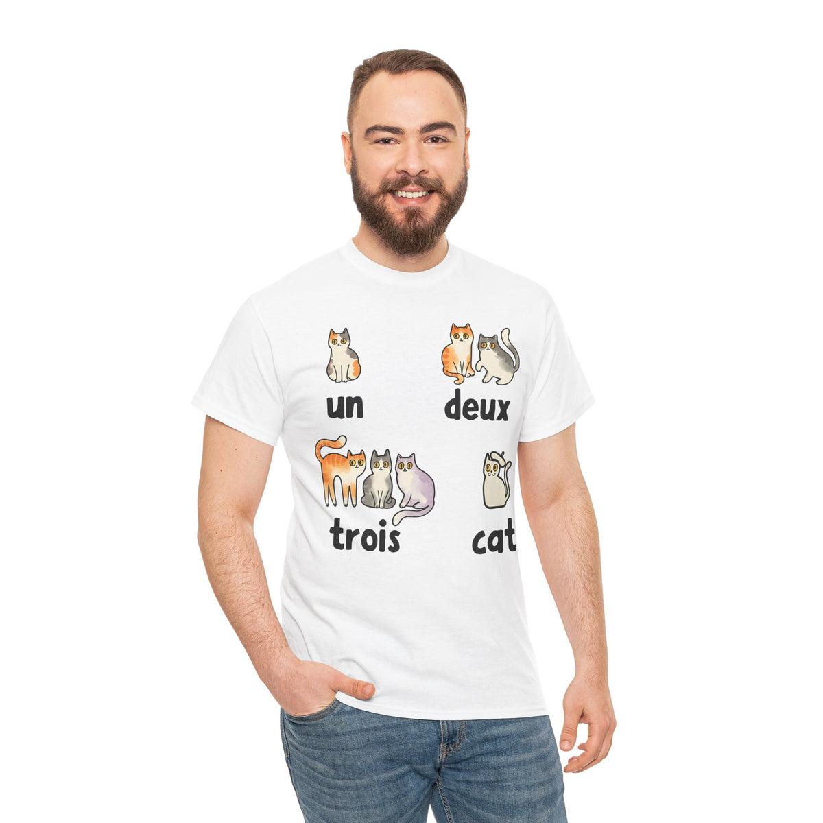 Un Deux Trois Cat T-Shirt — Cute French Cat Graphic Tee