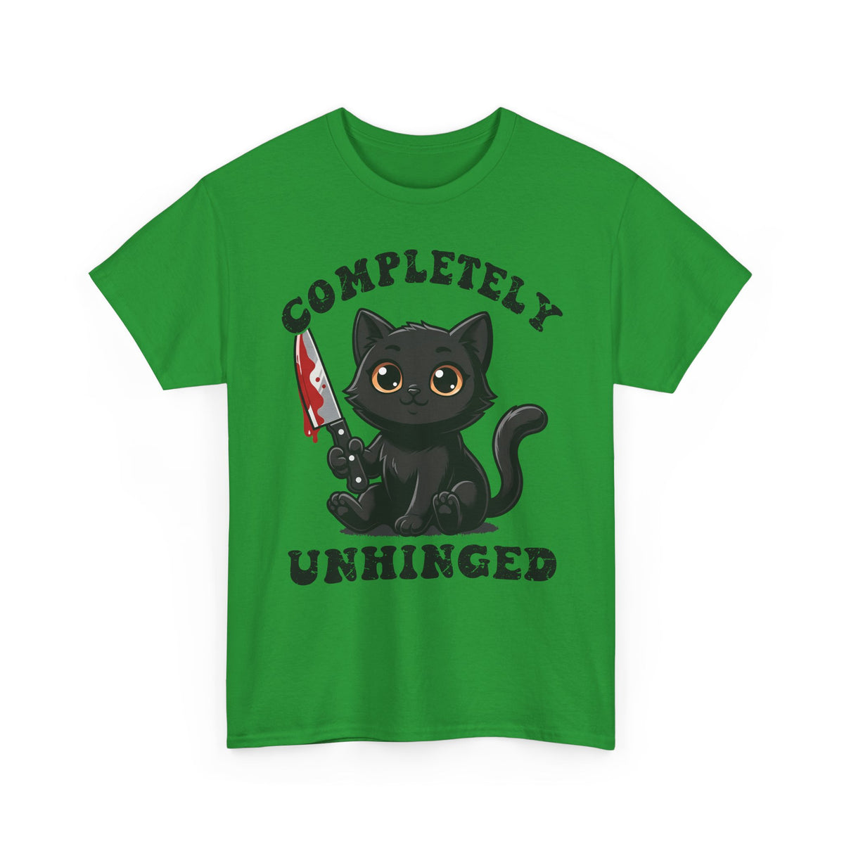 Completely Unhinged Black Cat T-Shirt — Funny Cute Psycho Knife Tee