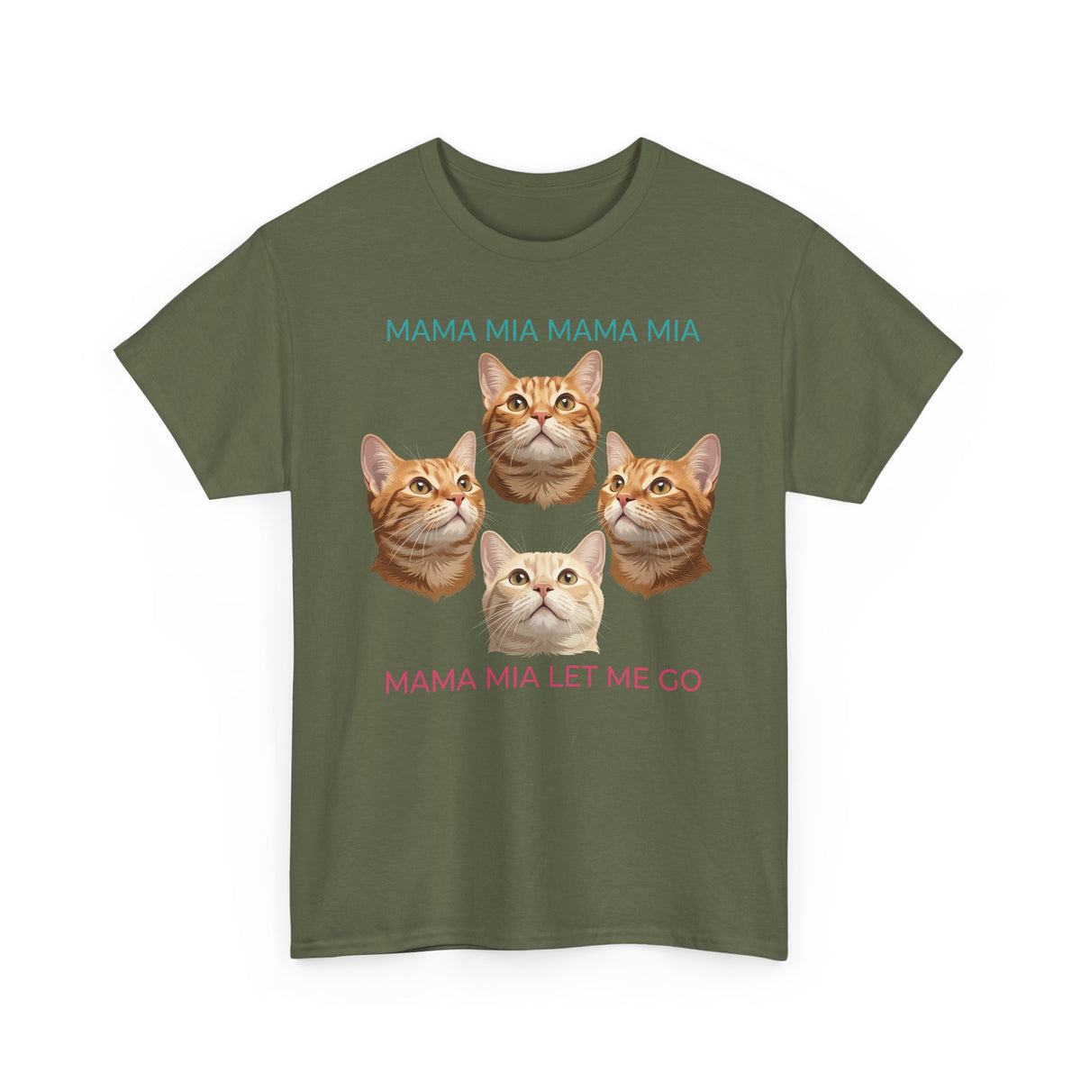 Funny Cat Rock Band T-Shirt — "Mamma Mia Let Me Go" Parody
