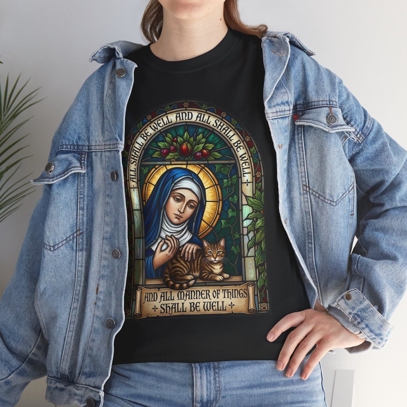 Stained Glass Saint Teresa T-Shirt – “And Full Knowledge of Things, I Shall Be Quiet”