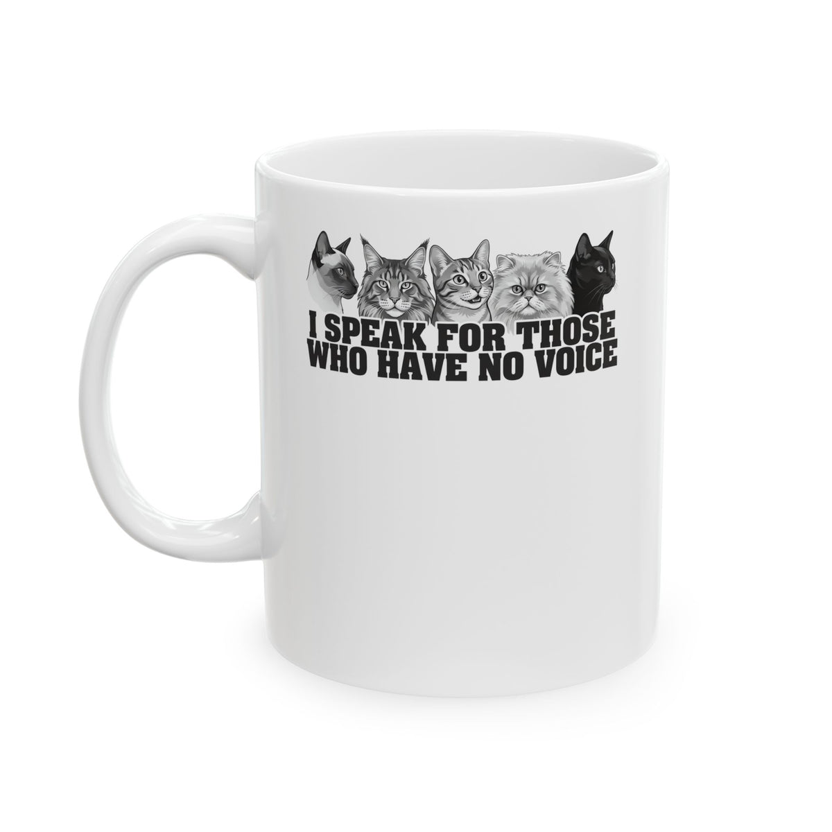 Cat Lover Ceramic Mug — "I Speak for Those Who Have No Voice" Animal Rescue Mug
