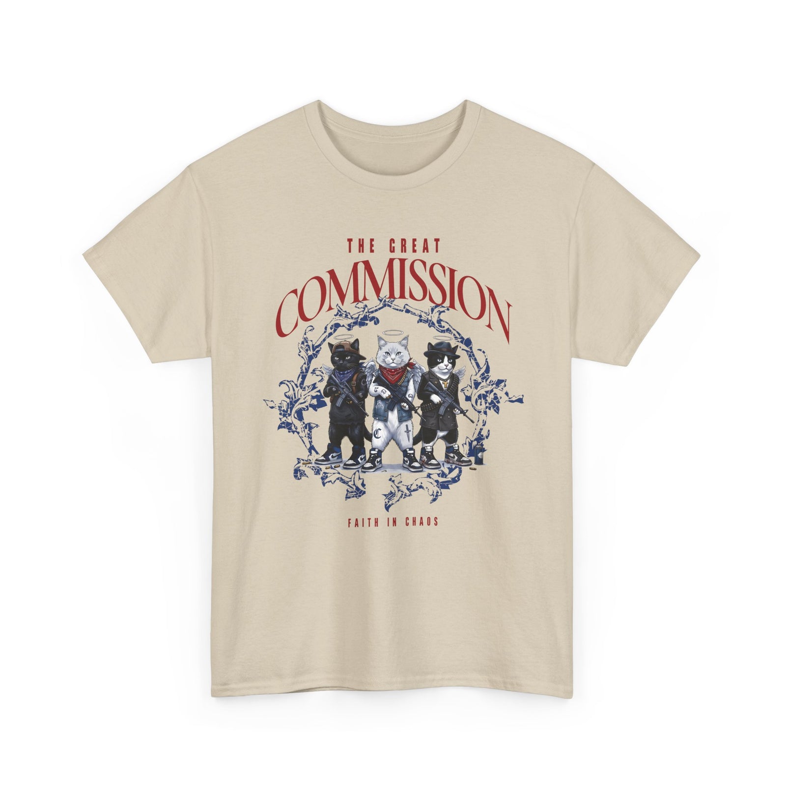 The Great Commission Faith In Chaos T-Shirt — Edgy Streetwear Angel Cats Tee