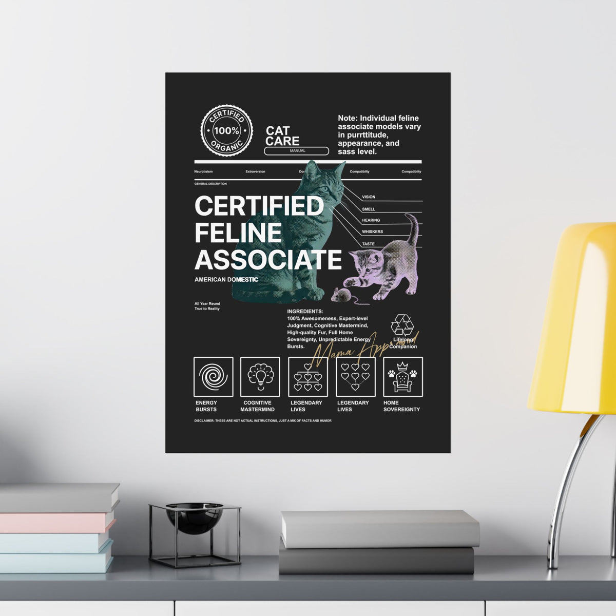 Certified Feline Associate Poster — Funny Cat Lover Poster