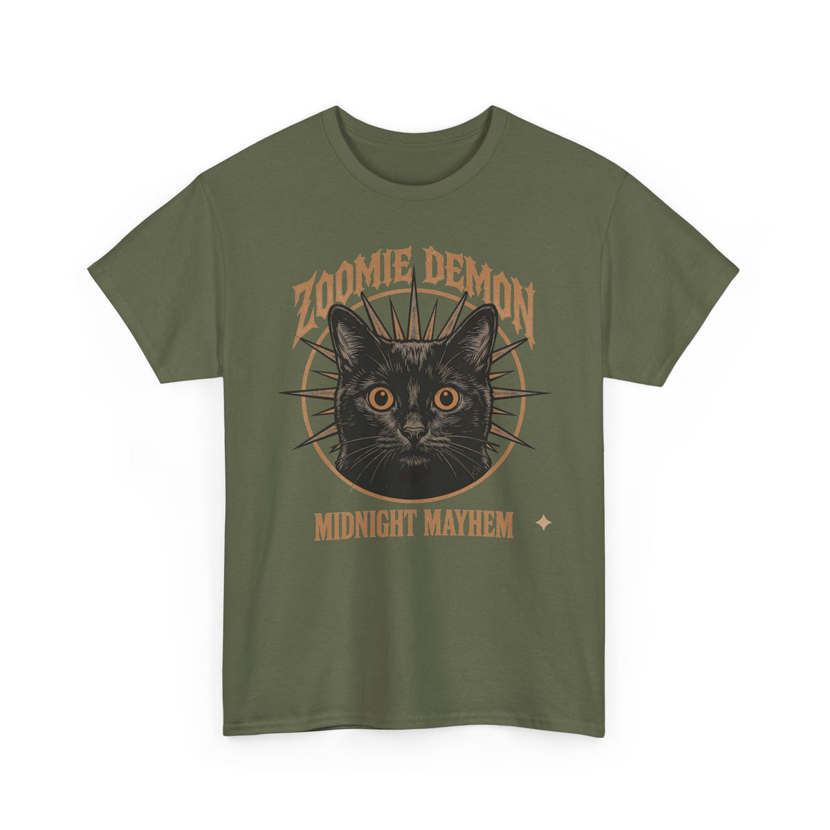 Zoomie Demon Cat T-Shirt — "Midnight Mayhem" Gothic Vintage Band Tee