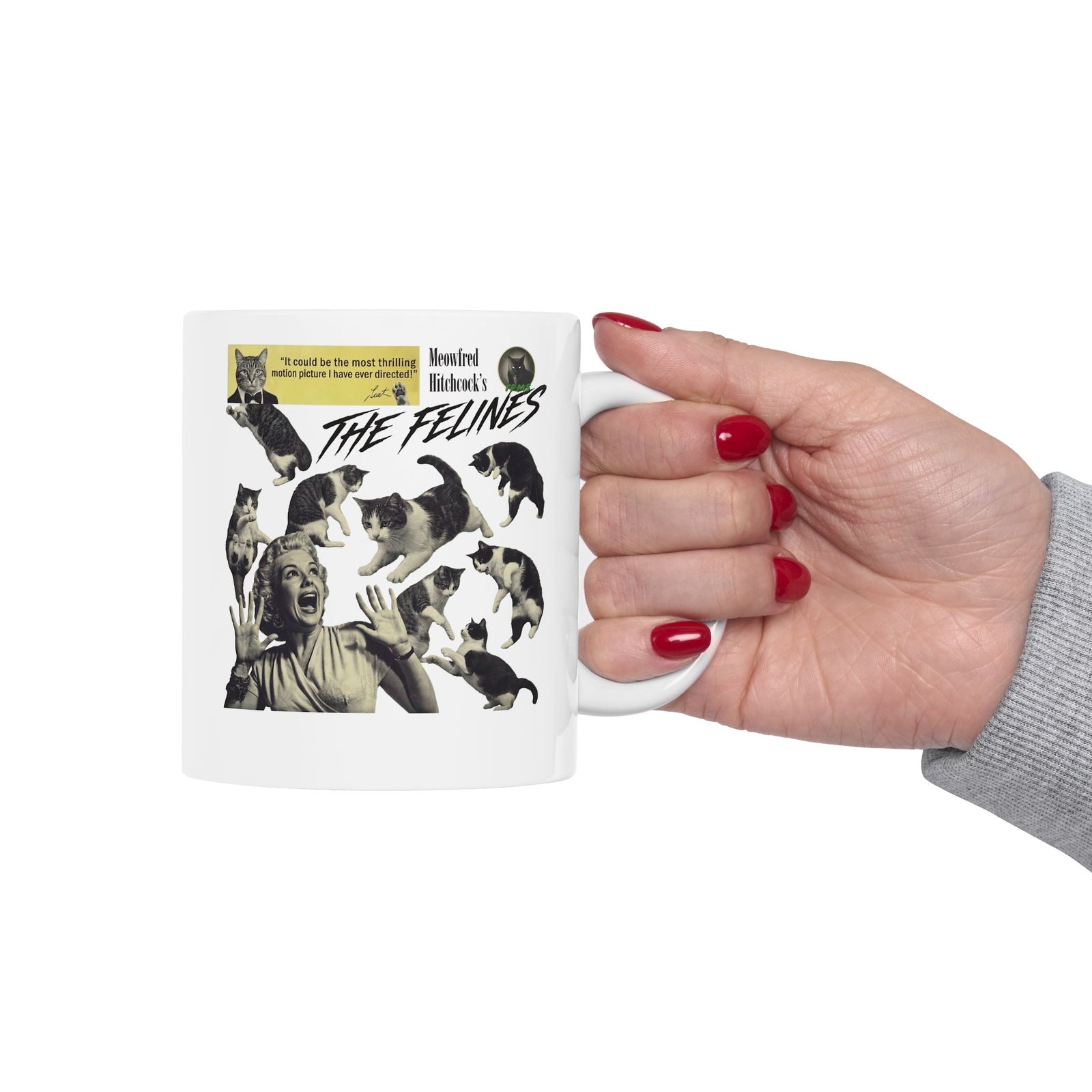 Retro Felines Ceramic Mug — Vintage Cat Graphic Mug