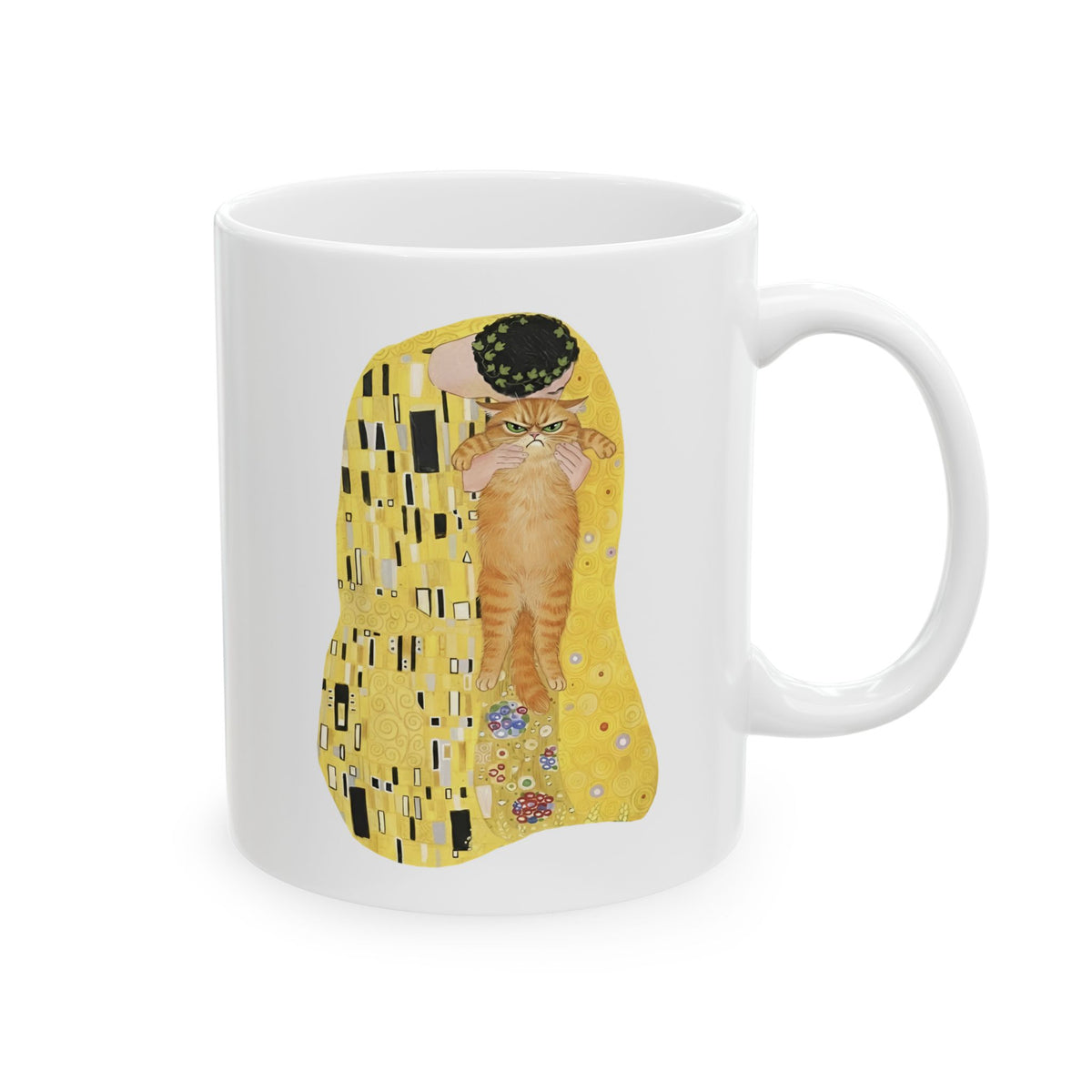 Cat & The Kiss Ceramic Mug — Romantic Cat Illustration Mug