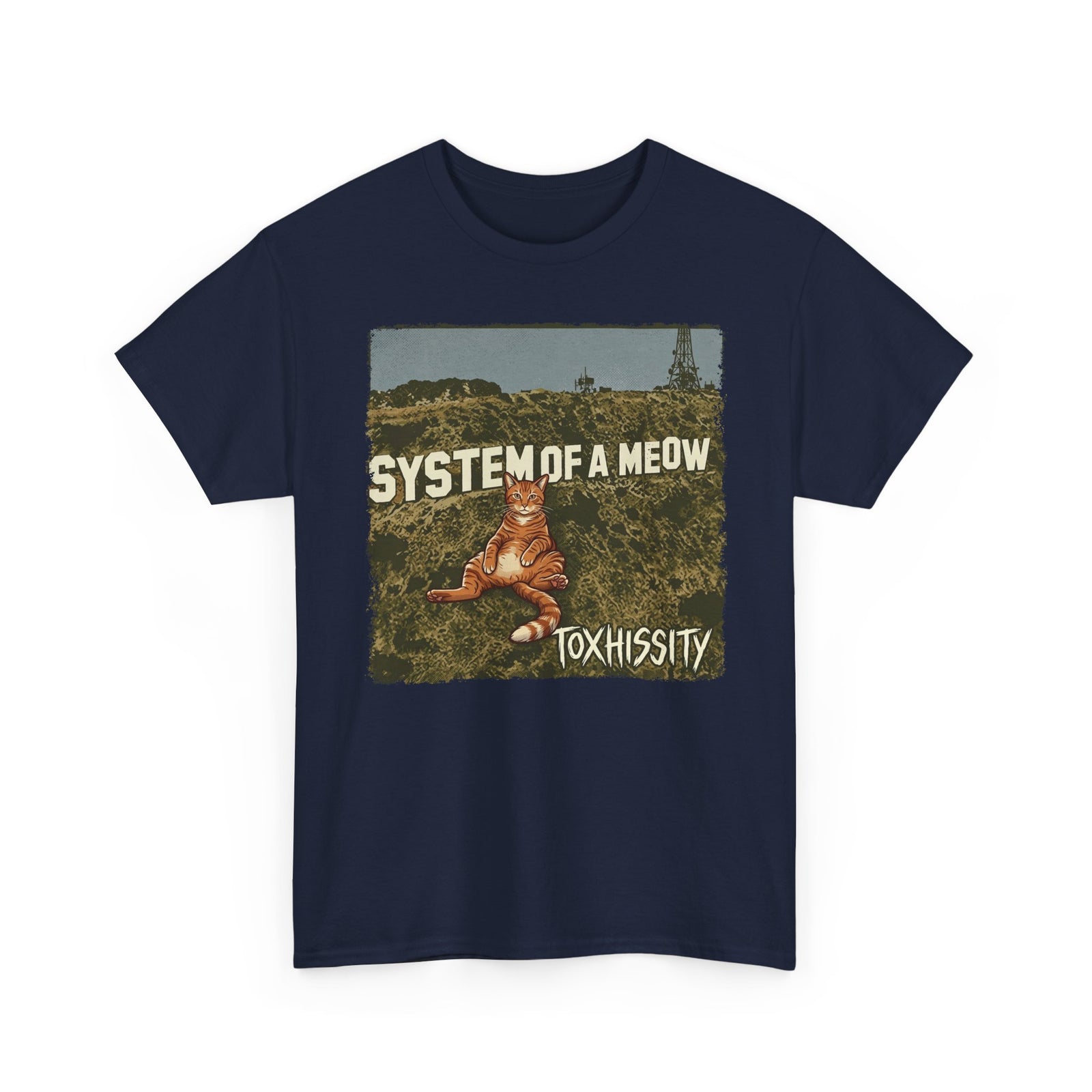 System of a Meow Cat Band Tee — "Toxhissity" Vintage Rock T-Shirt