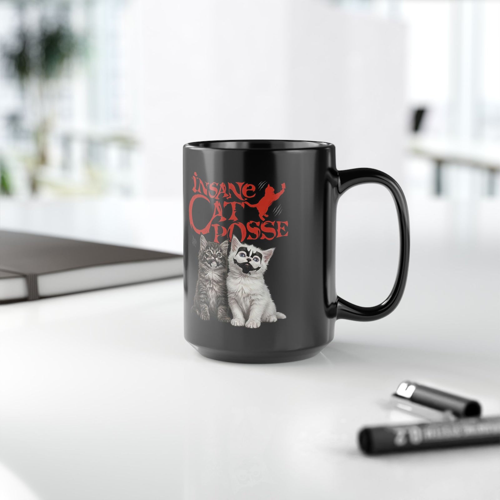 Insane Cat Posse Black Mug