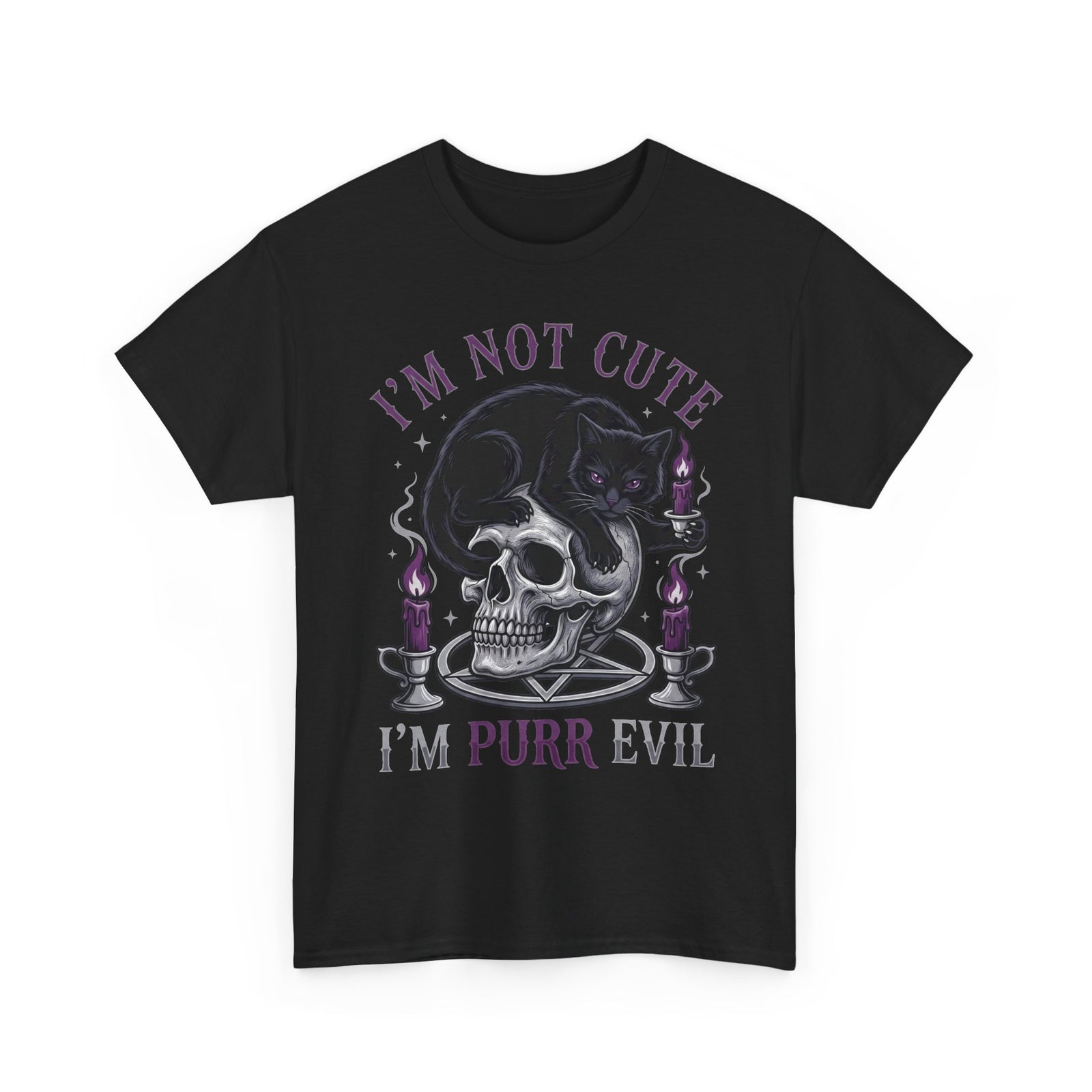 I'm Not Cute I'm Purr Evil T-Shirt – Gothic Cat Skull Tee