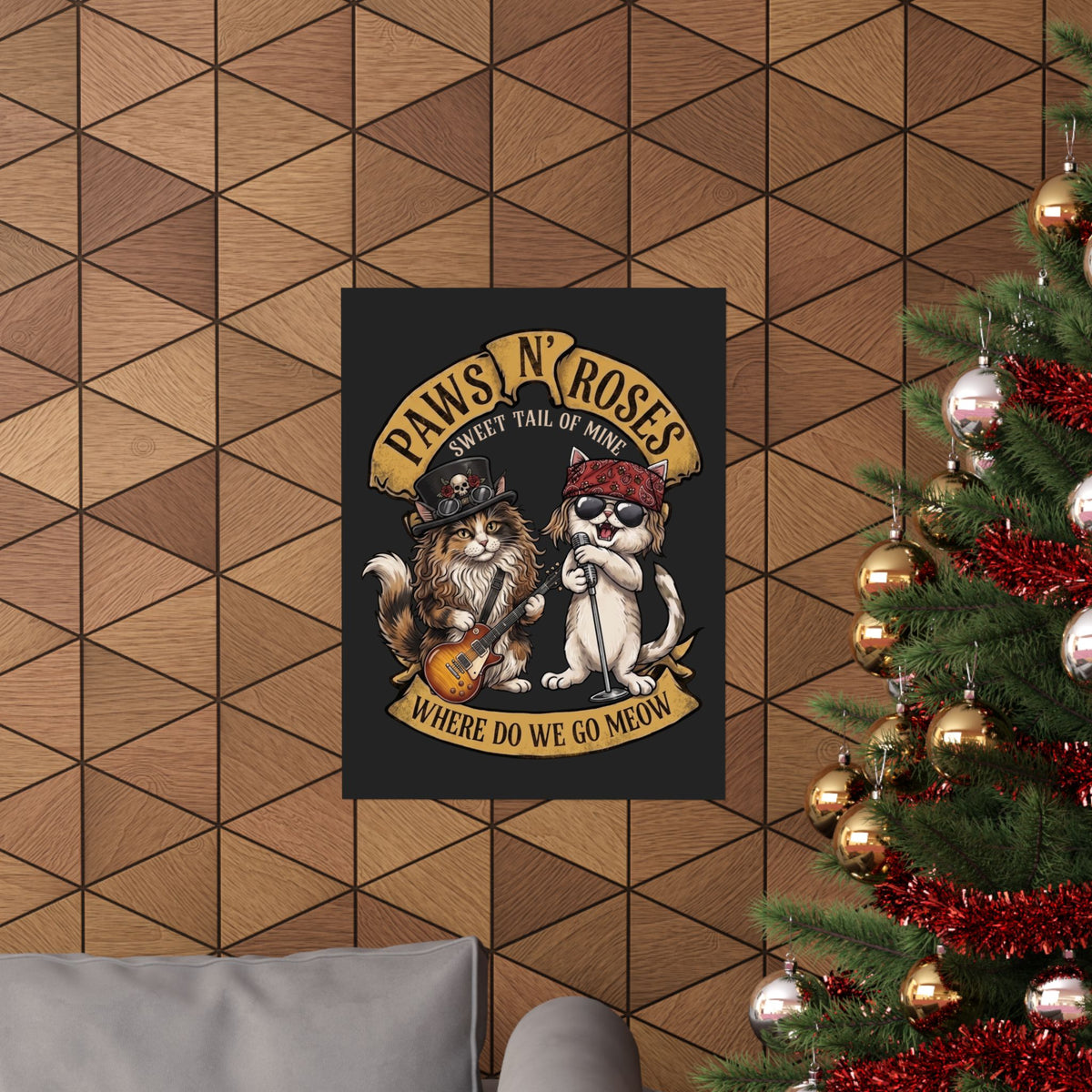 PAWS N' ROSES "Sweet Tail of Mine" Funny Cats Poster