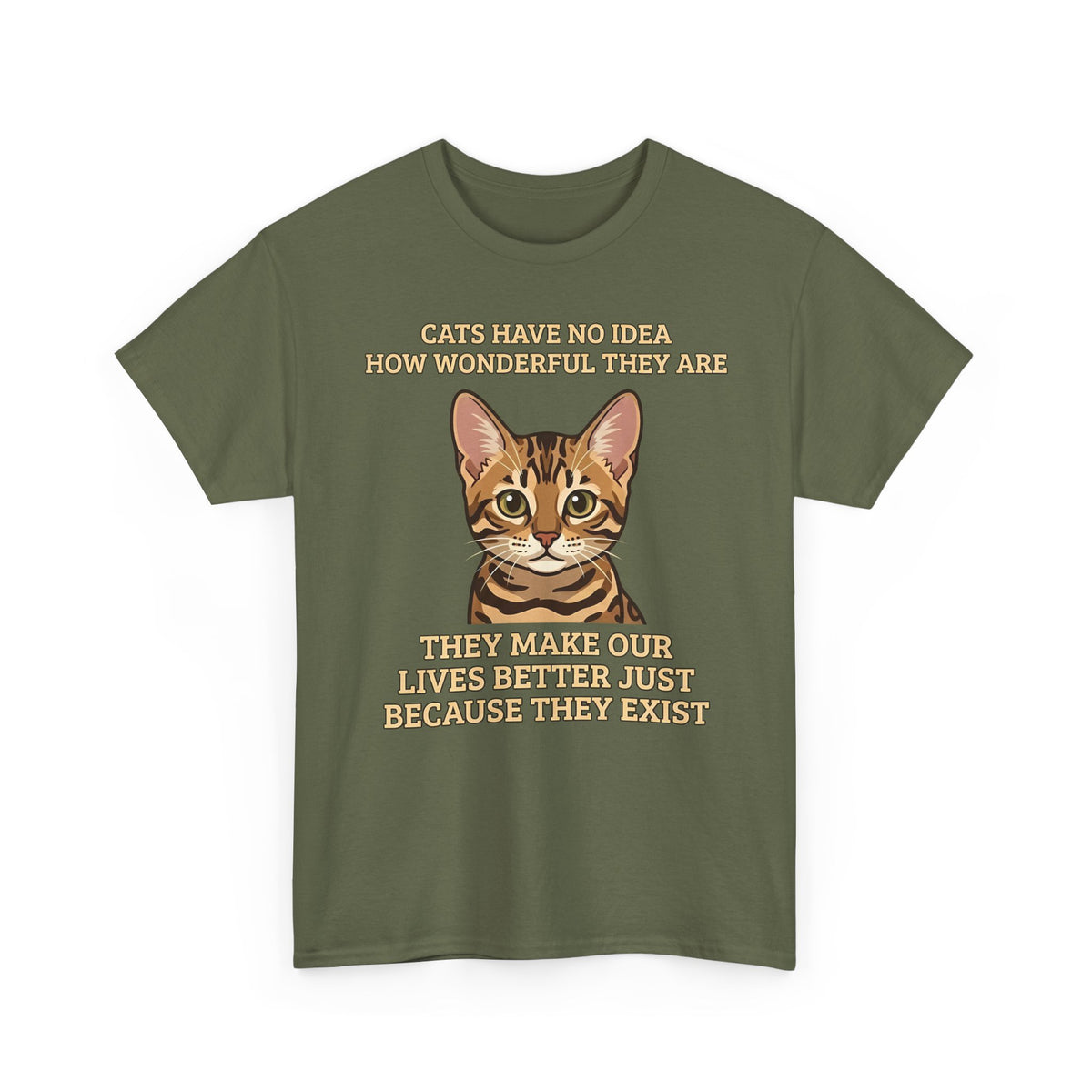Whimsical "Cats Have No Idea How Wonderful They Are" Cat T-Shirt