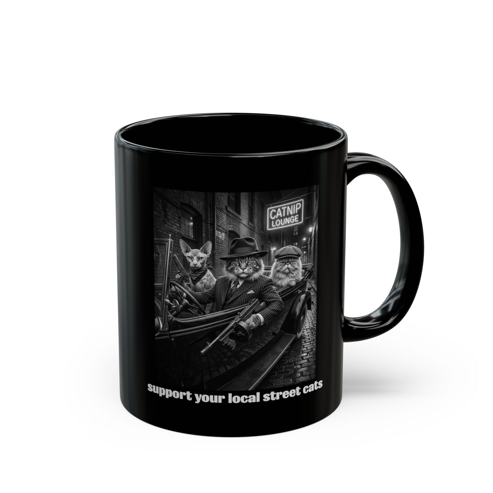 Support Your Local Street Cats T‑Mug — Retro Rescue Cat Mug