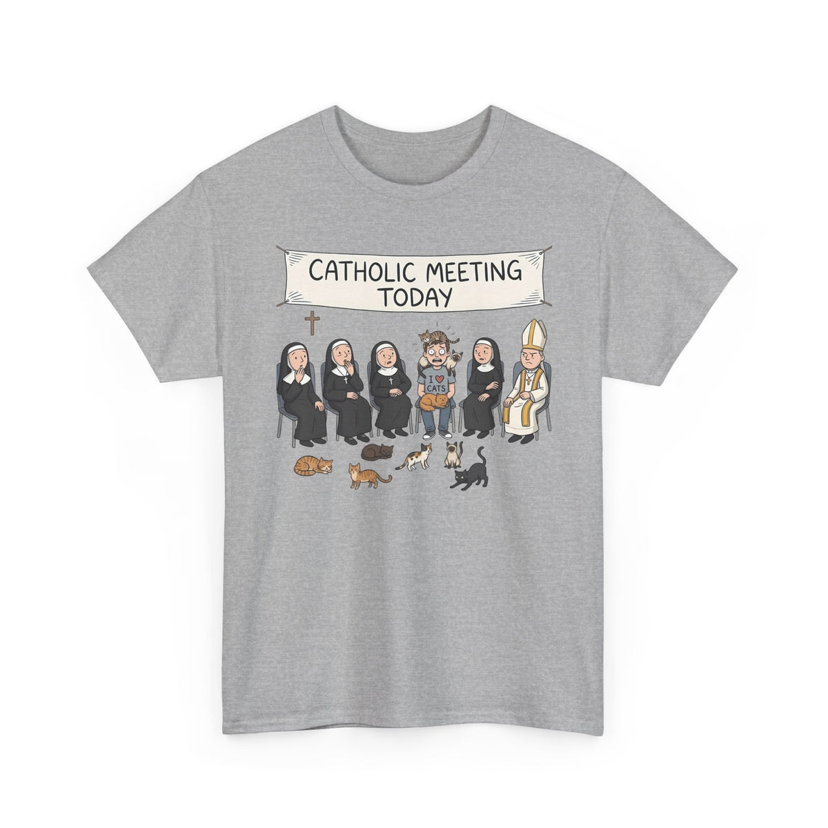 Catholic Meeting Today Funny Cat Lovers T-Shirt