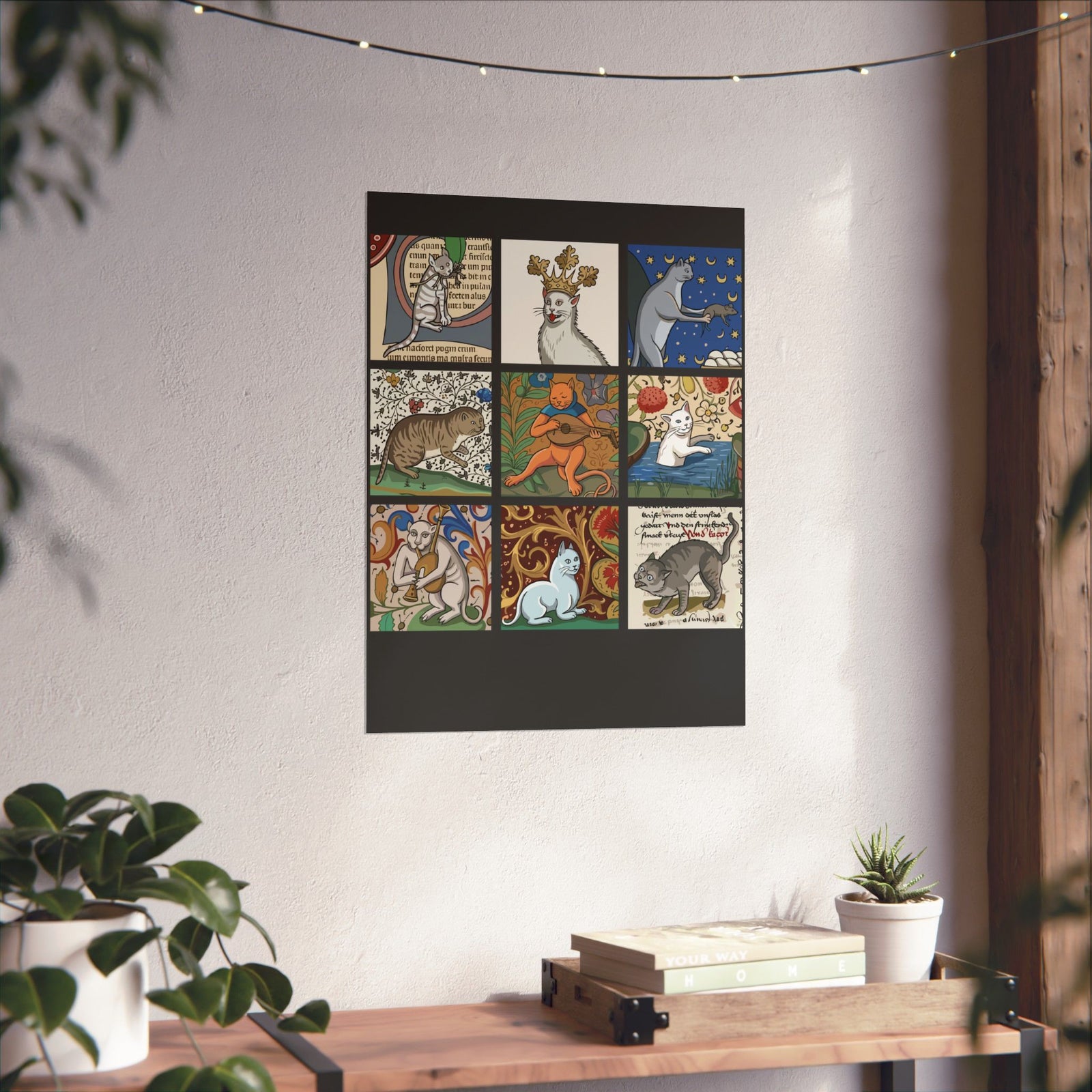 Medieval Cats Poster — Vintage Heraldic Cat Design