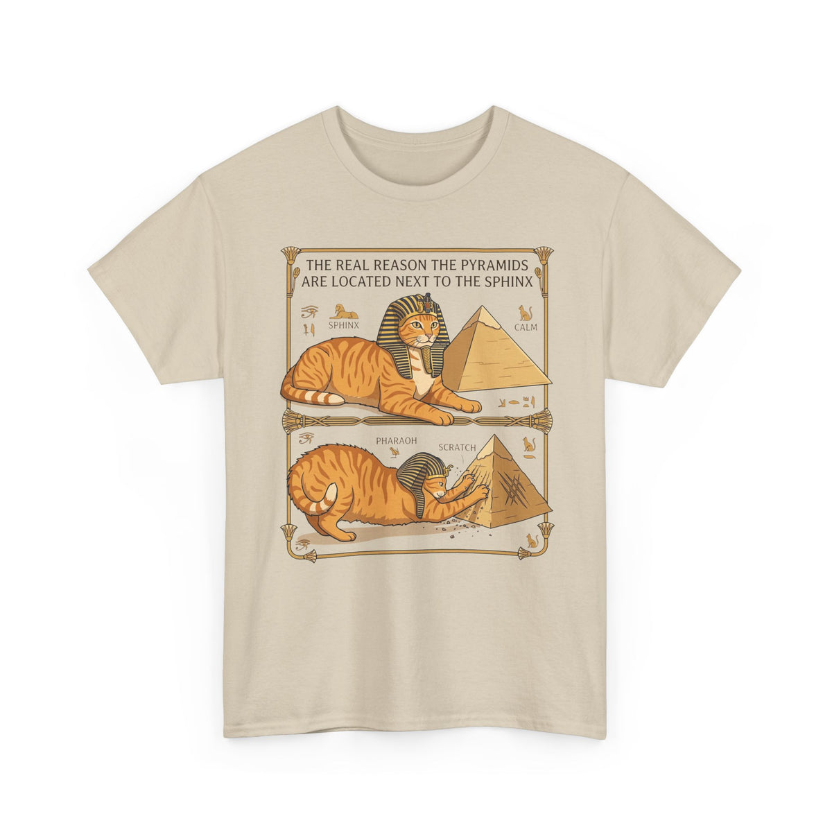 Funny Cat Pyramids Sphinx T-Shirt Ancient Egypt Scratching Design