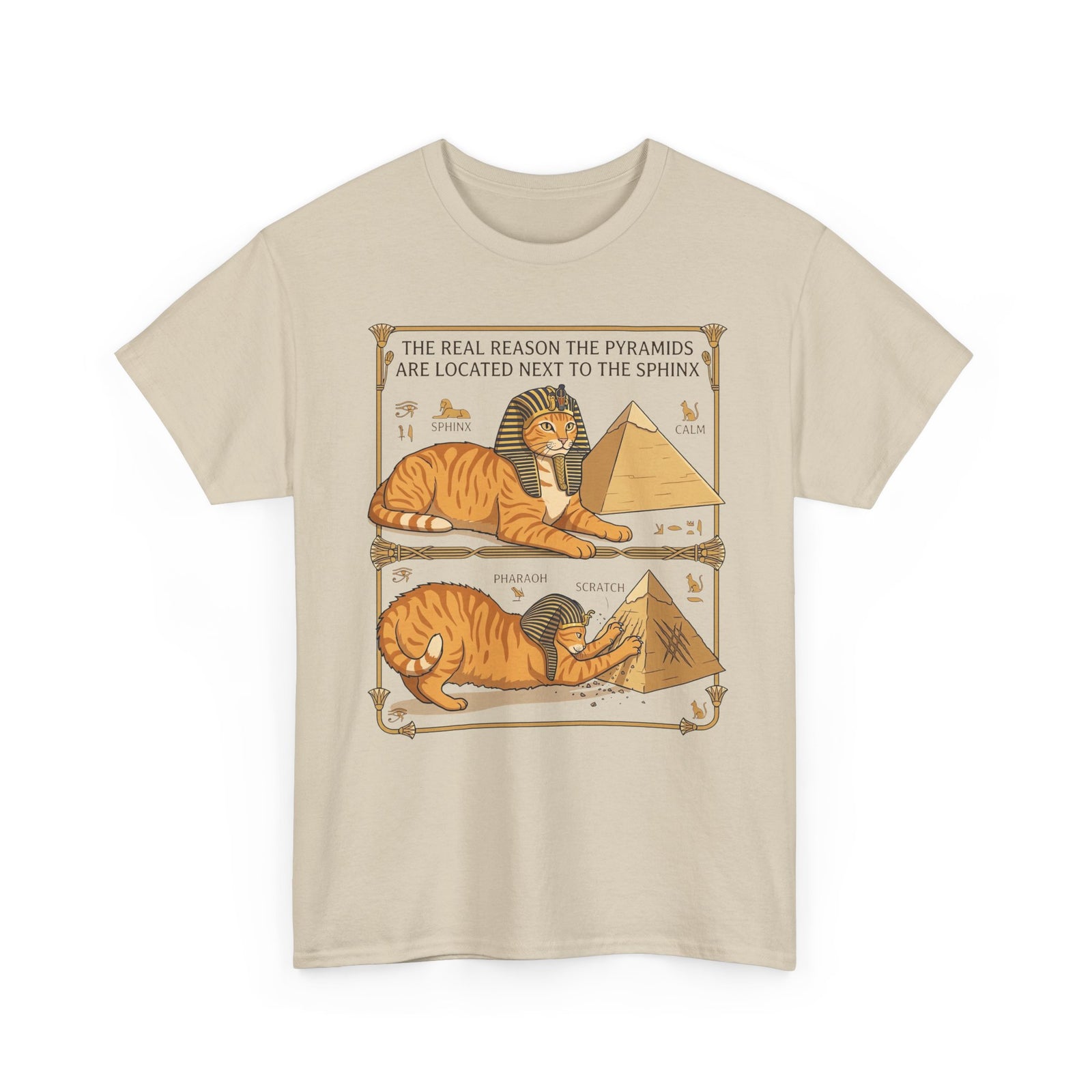 Funny Cat Pyramids Sphinx T-Shirt Ancient Egypt Scratching Design