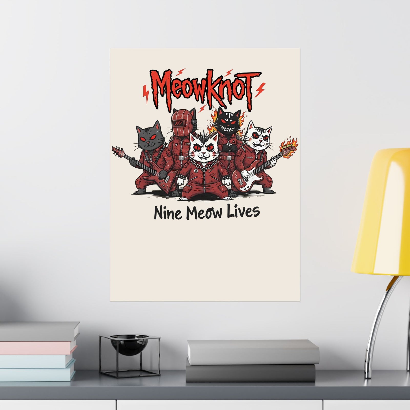 Meowknot Cat Band Poster — Cute Musical Cat Graphic Poster