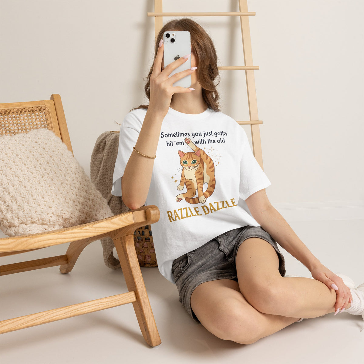 Cat Razzle Dazzle Tee — "Sometimes You Just Gotta Hit 'Em with the Old Razzle Dazzle" Graphic T‑Shirt