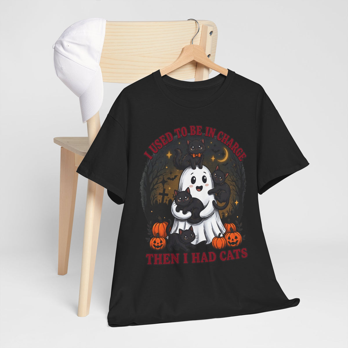 I Used To Be In Charge Then I Had Cats Shirt — Cute Ghost & Black Kittens T-Shirt