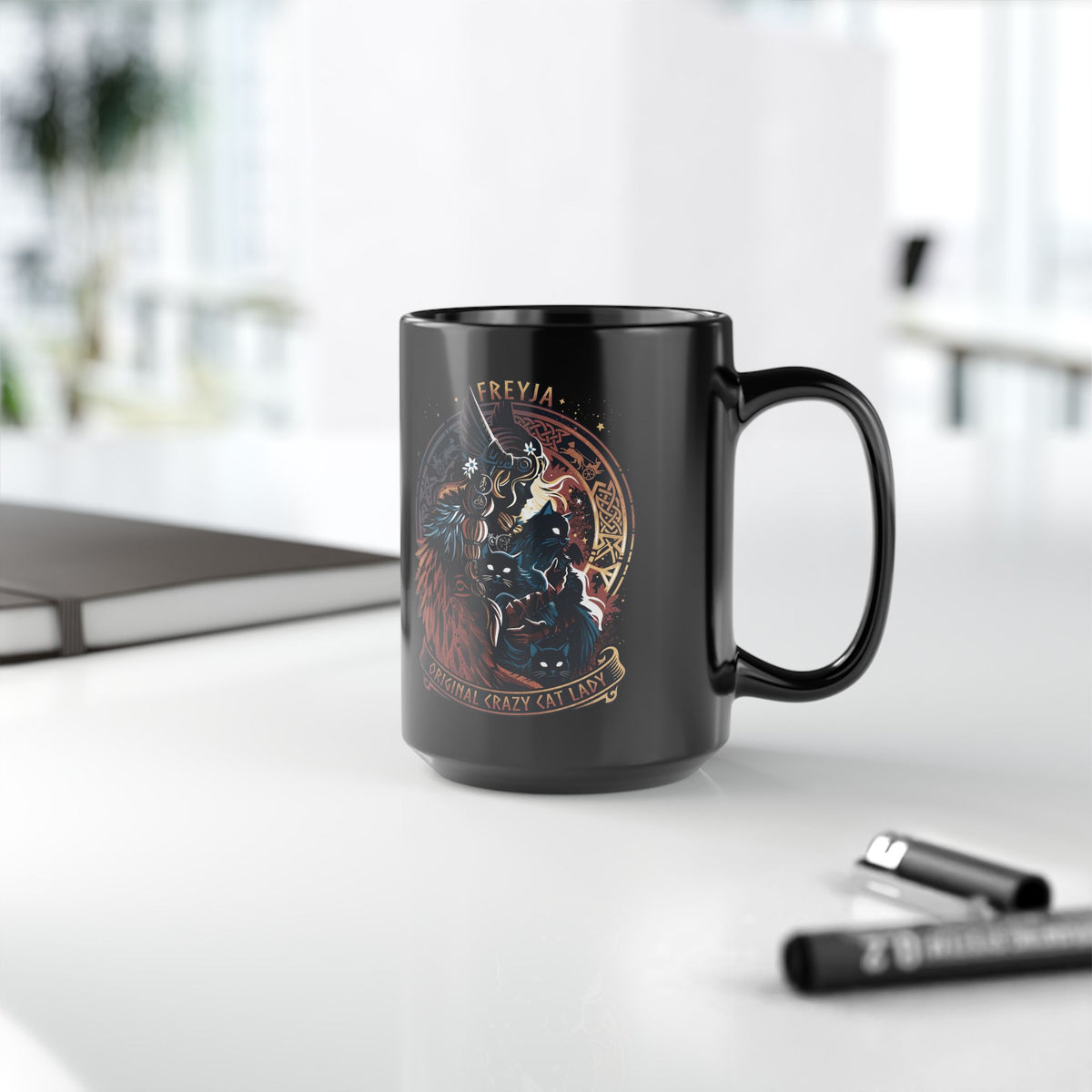 Crazy Cat Lady Black Mug — Freyja Original Cat Lover Mug