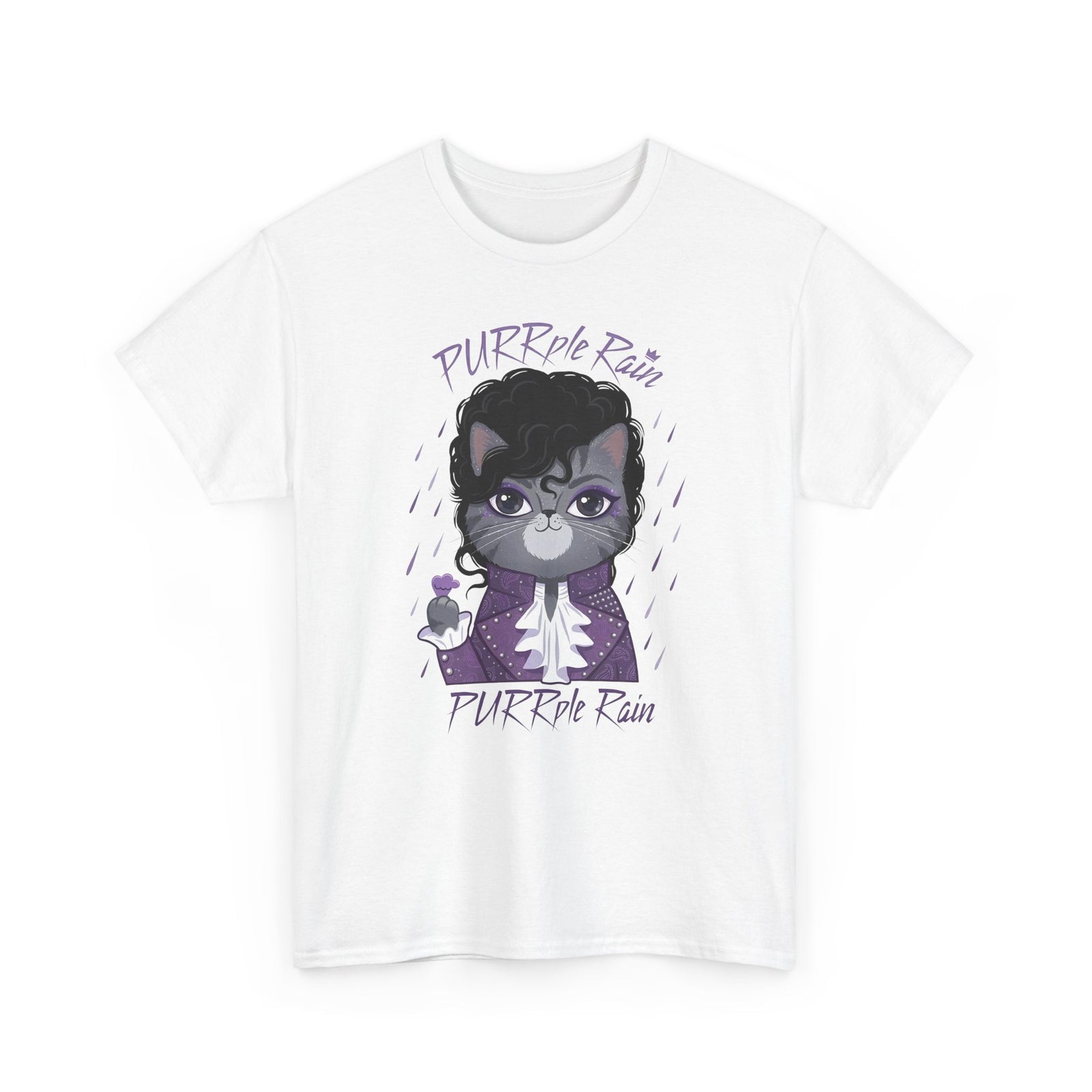 Purrple Rain Cat Parody T-Shirt — Cute Cat 'Purrple Rain' Graphic Tee