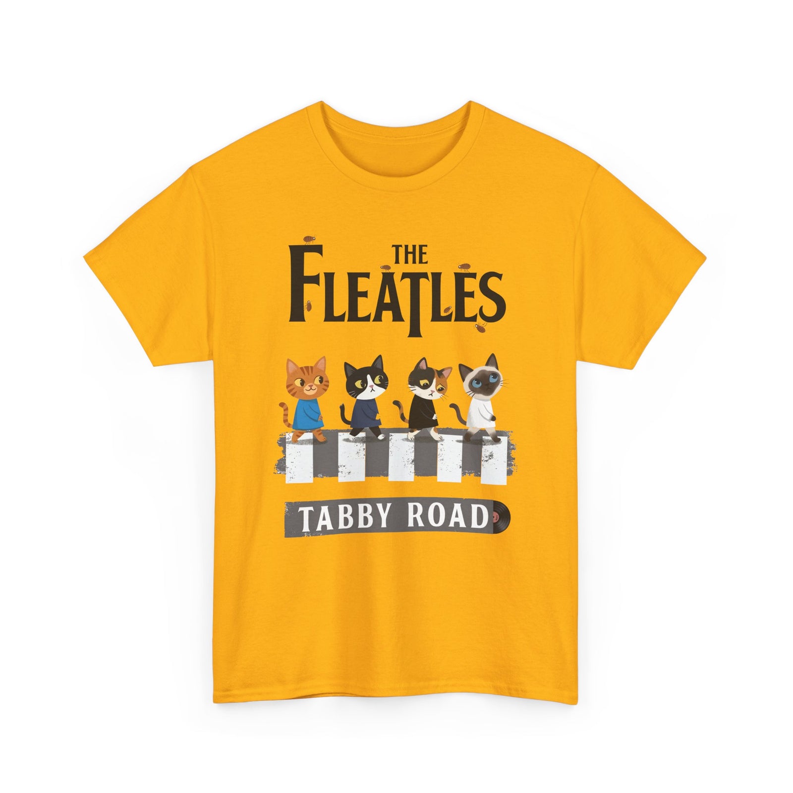 Fleatles Parody Cat T-Shirt — Retro Beatles-Inspired Cat Band Tee