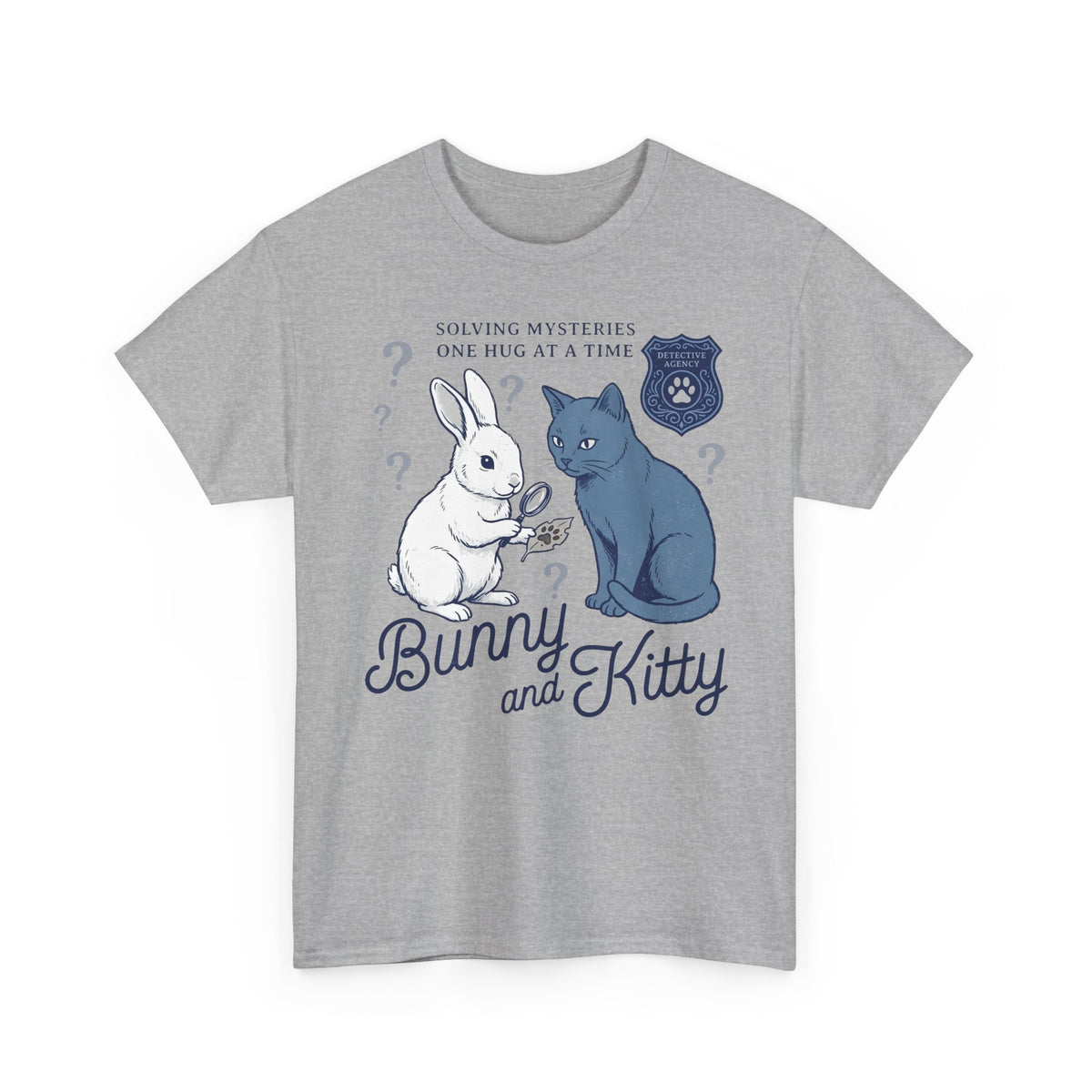 Detective Bunny & Kitty T-Shirt — Cute 'Solving Mysteries One Hug At A Time' Tee