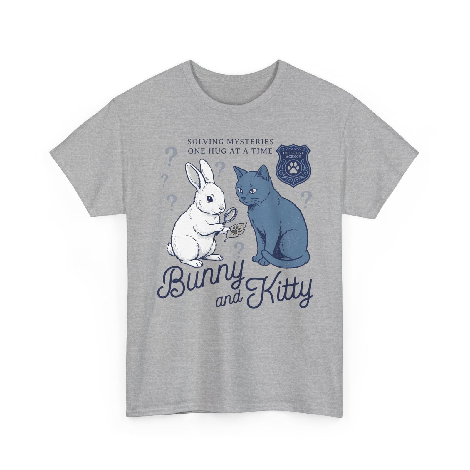 Detective Bunny & Kitty T-Shirt — Cute 'Solving Mysteries One Hug At A Time' Tee