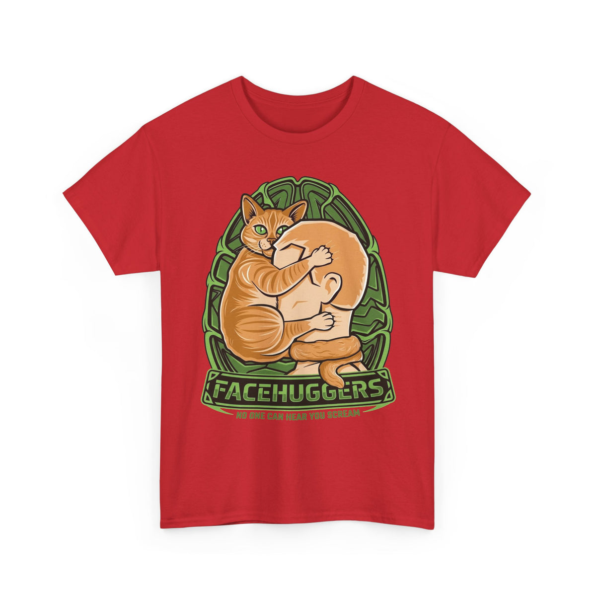 Cat 'Facehuggers' T-Shirt — Funny Orange Cat Hug Design