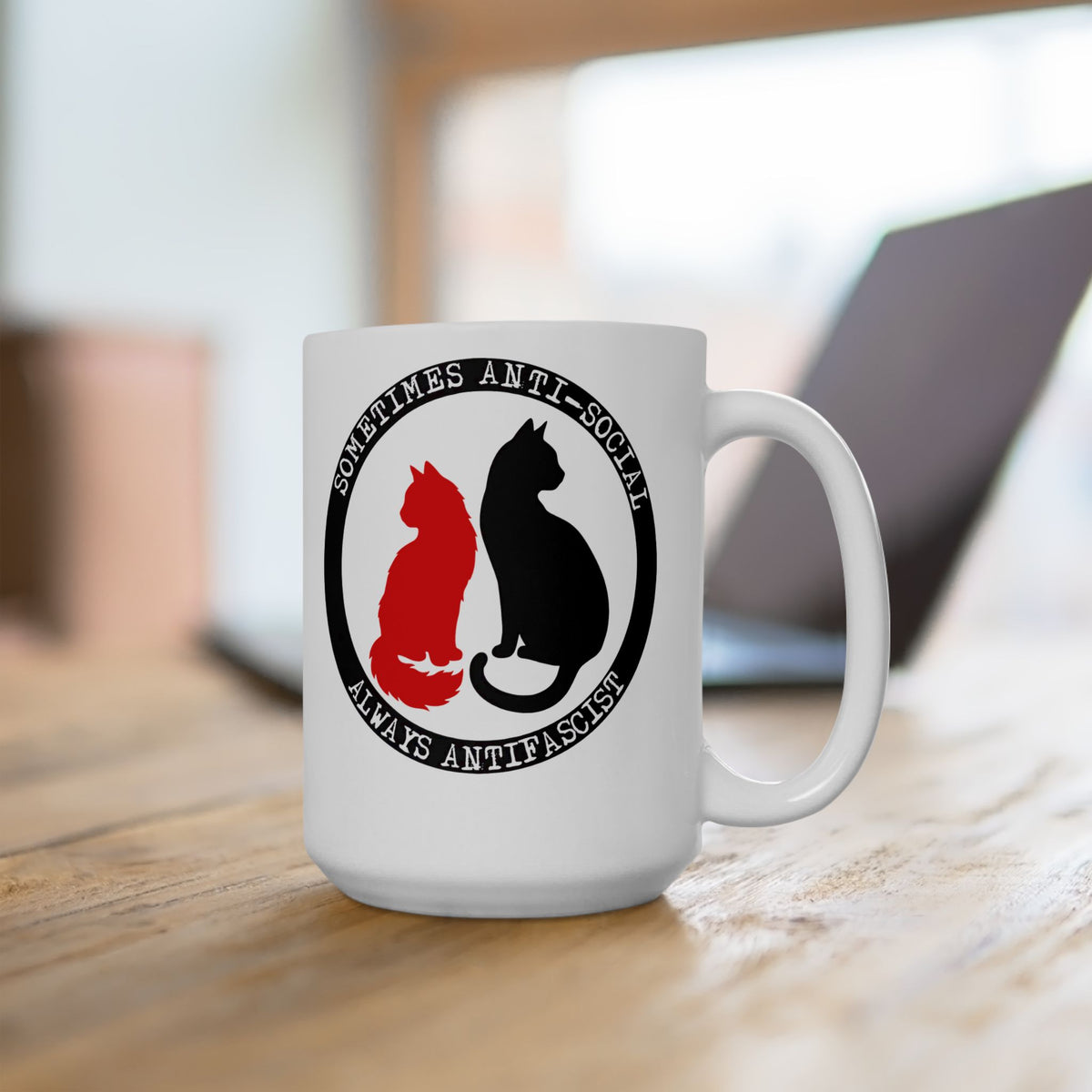 Sometimes Anti-Social, Always Antifascist Ceramic Mug