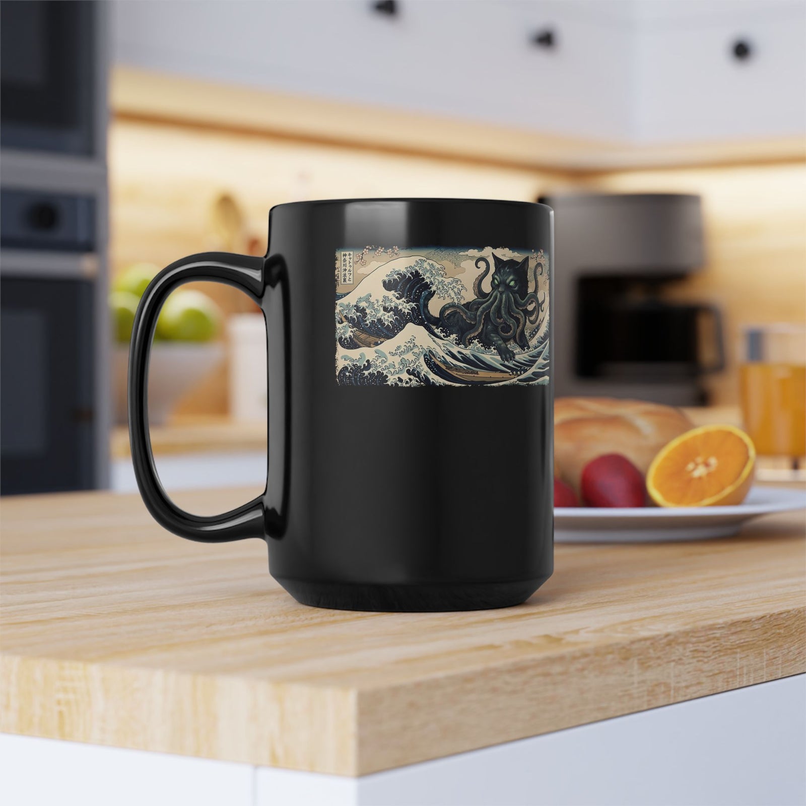 Cathulhu Cthulhu Cat Black Mug — Funny Lovecraftian Cat Mug
