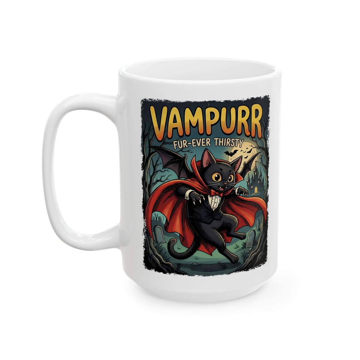 Vampurr 'Fur-ever Thirsty' Cat Vampire Ceramic Mug