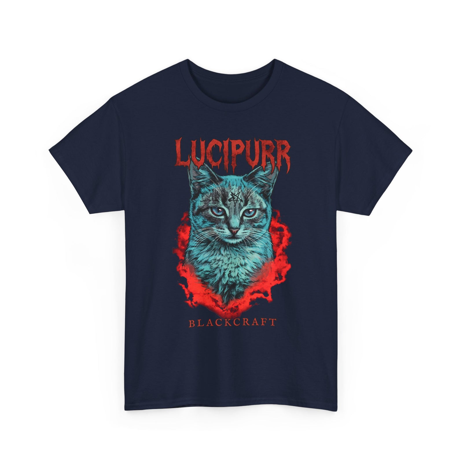 Lucipurr Blackcraft T-Shirt — Edgy Heavy Metal Satanic Cat Graphic Tee