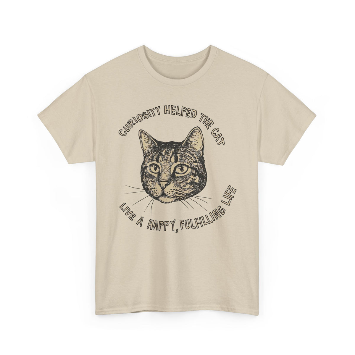 Curiosity Helped The Cat T-Shirt — Funny Cat Lover Tee
