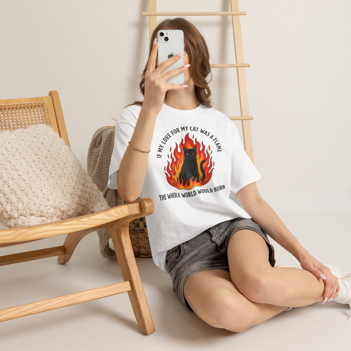 Cat Flames T‑Shirt — “If My Love for My Cat Was a Flame, The Whole World Would Burn”