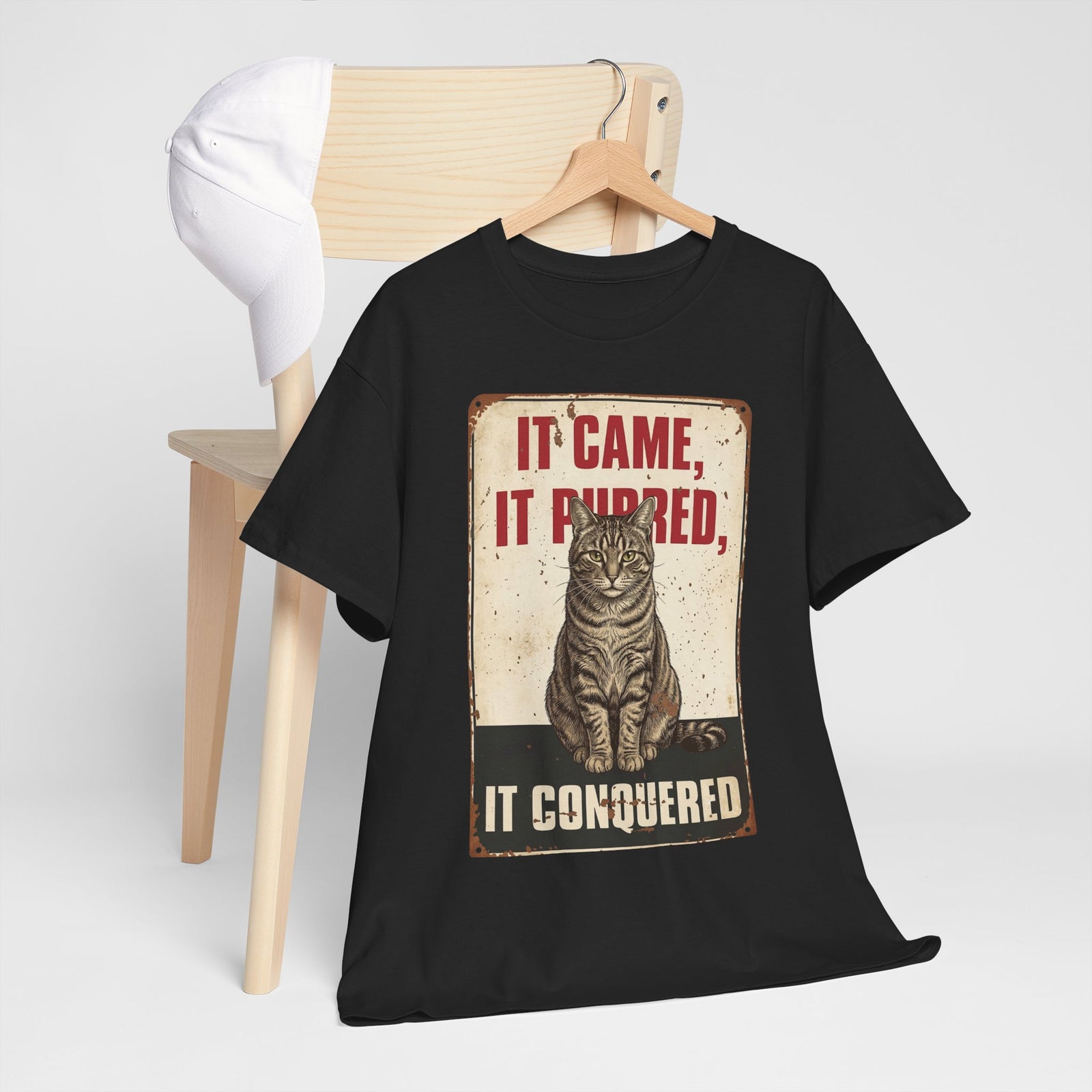 Cat T-Shirt 'It Came, It Purred, It Conquered' Vintage Cat Graphic Tee