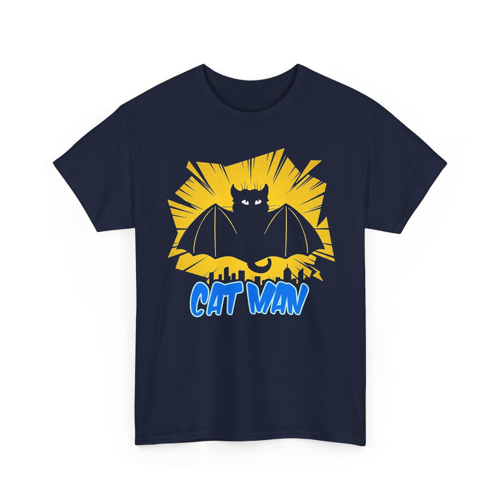 Cat Man T-Shirt — Funny Bat Cat Graphic Tee for Cat Lovers