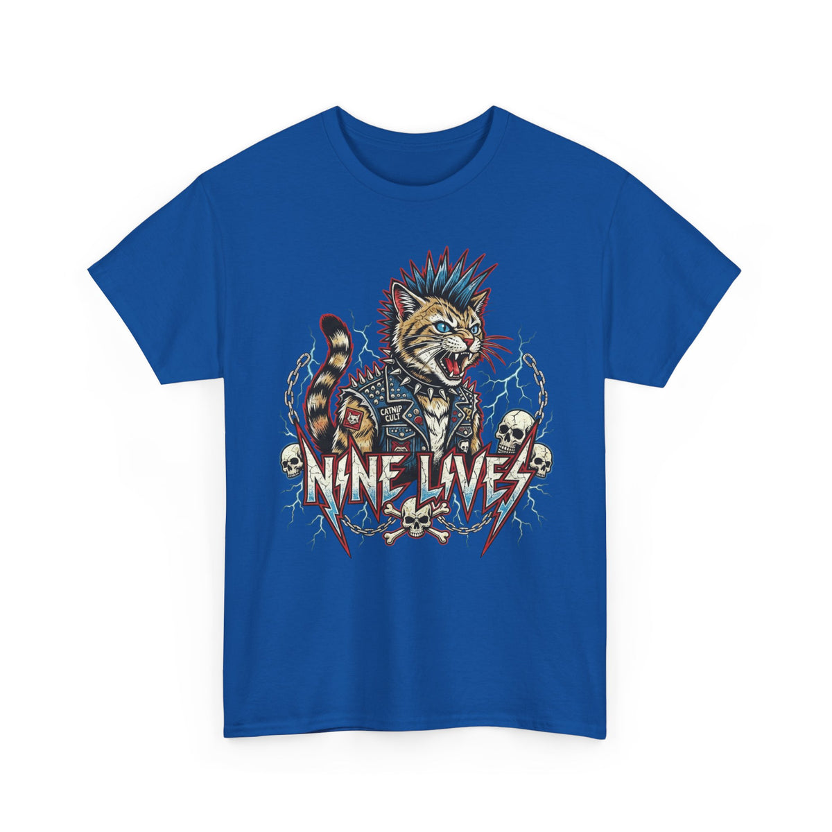 Nine Lives Cat T-Shirt — Retro Feline Graphic Tee
