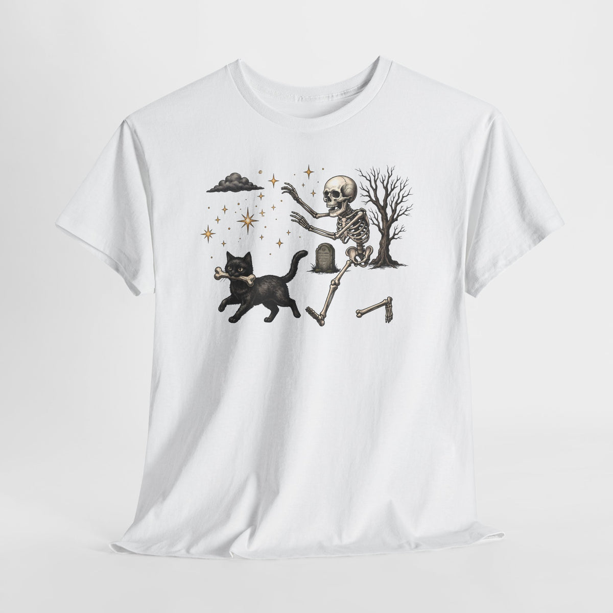 The Great Bone Robbery Black Cat Skeleton Shirt — Funny Spooky Halloween T-Shirt