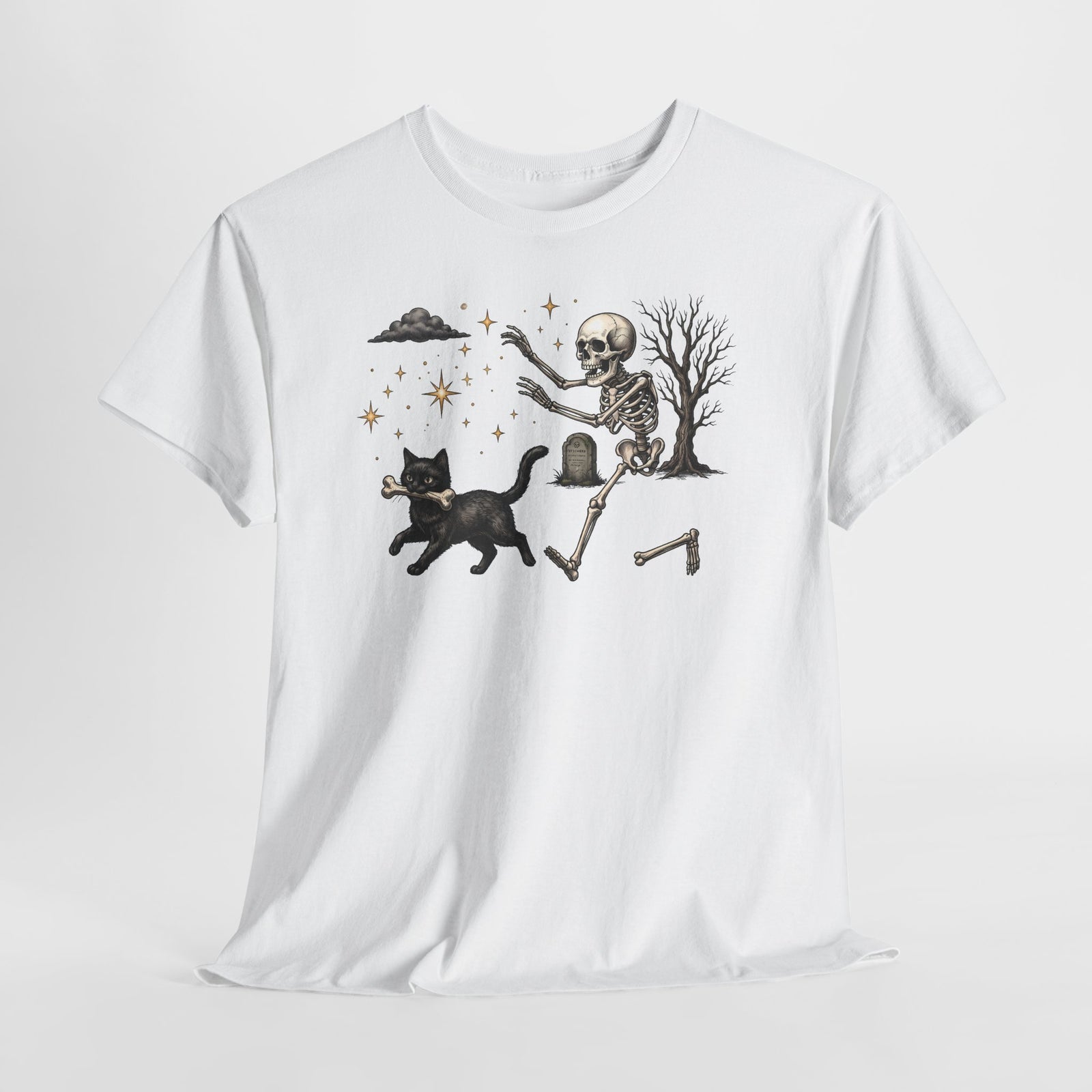 The Great Bone Robbery Black Cat Skeleton Shirt — Funny Spooky Halloween T-Shirt