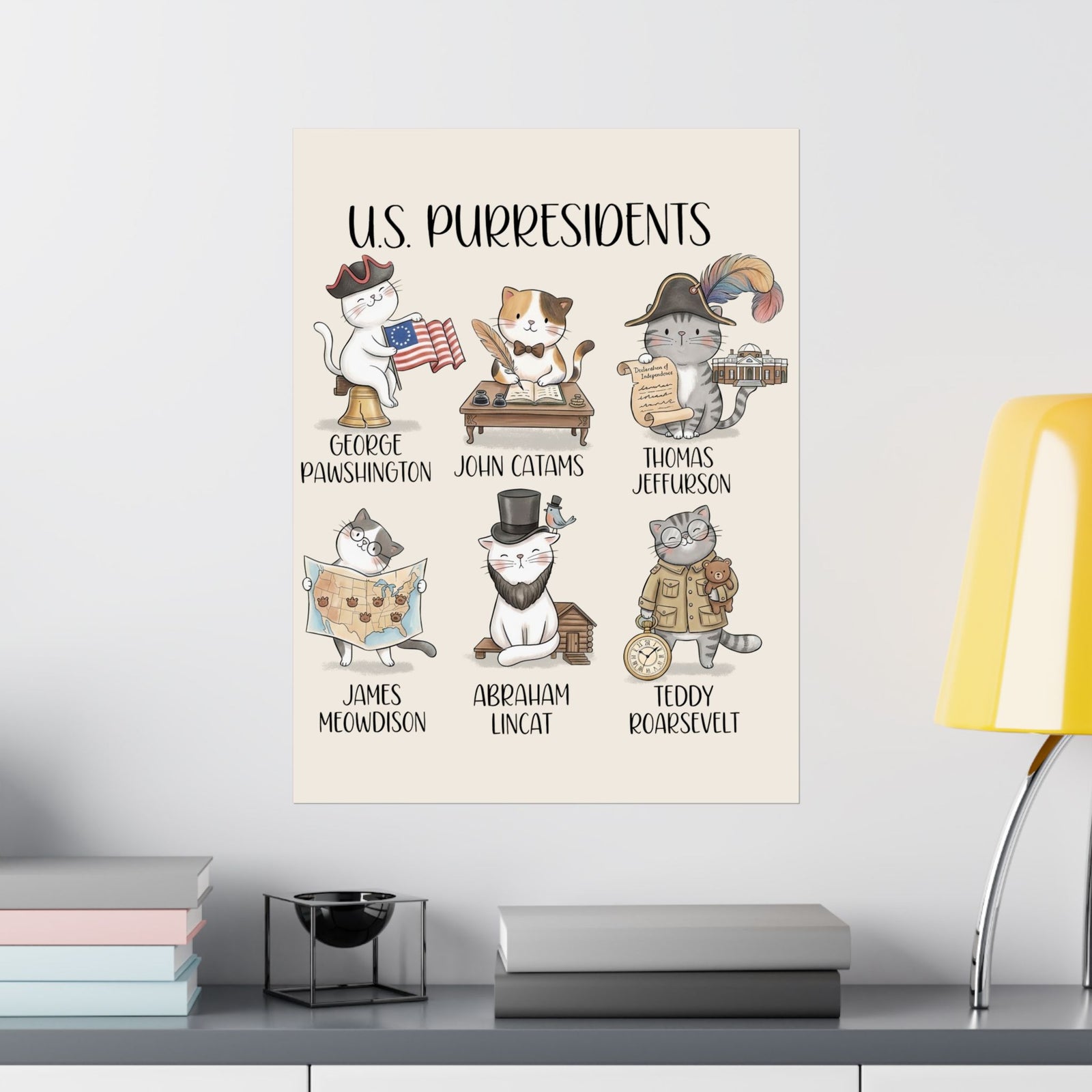 US Purresidents Funny Cat Poster