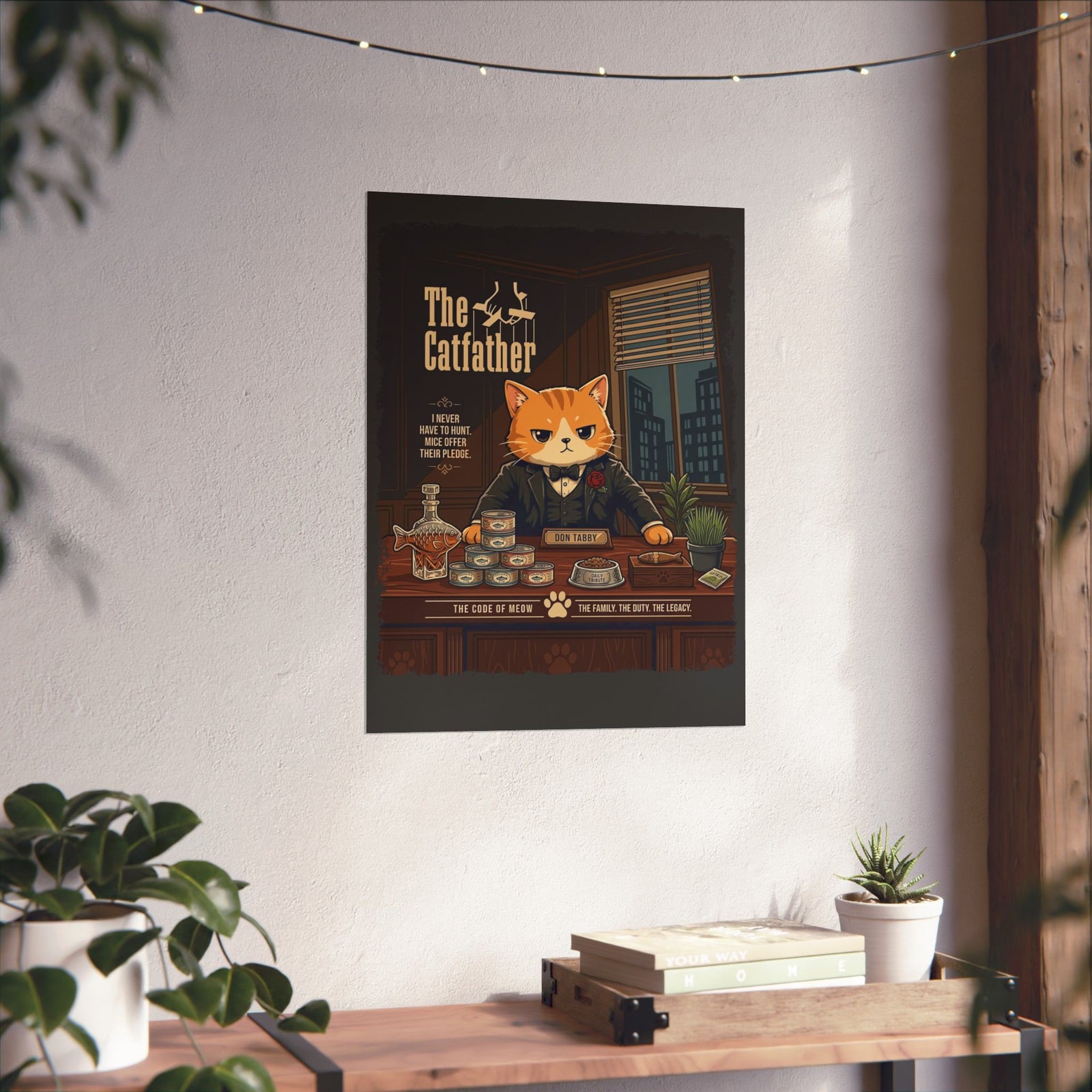 The Catfather Poster — Funny Mafia Cat Poster for Cat Lovers